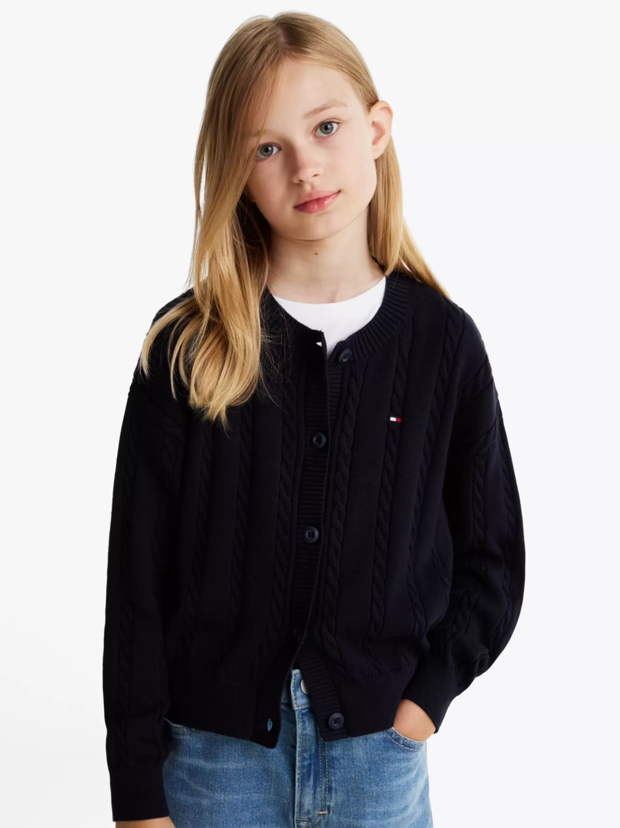 Truien & Vesten*Tommy Hilfiger Relaxed Fit Kabelgebreid Vest DESERT SKY