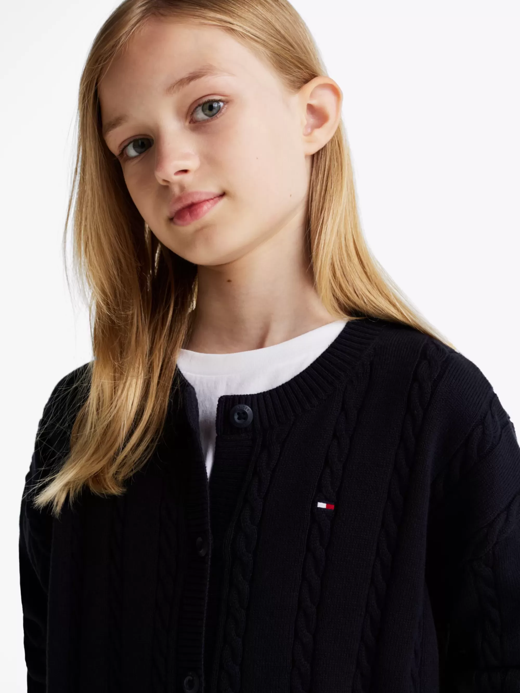 Truien & Vesten*Tommy Hilfiger Relaxed Fit Kabelgebreid Vest DESERT SKY