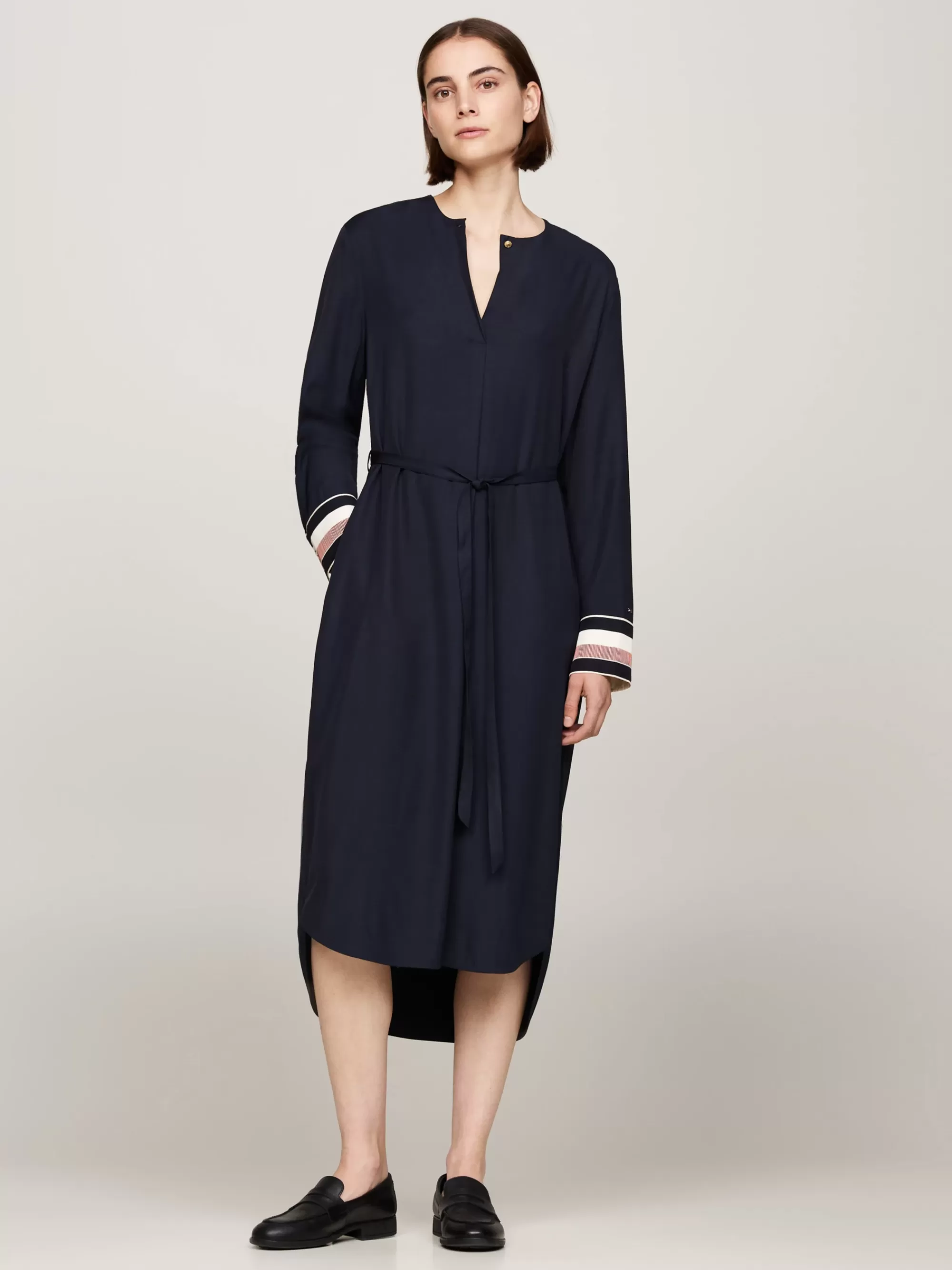 Jurken*Tommy Hilfiger Relaxed Fit Midi-jurk Met Signature-streep DESERT SKY