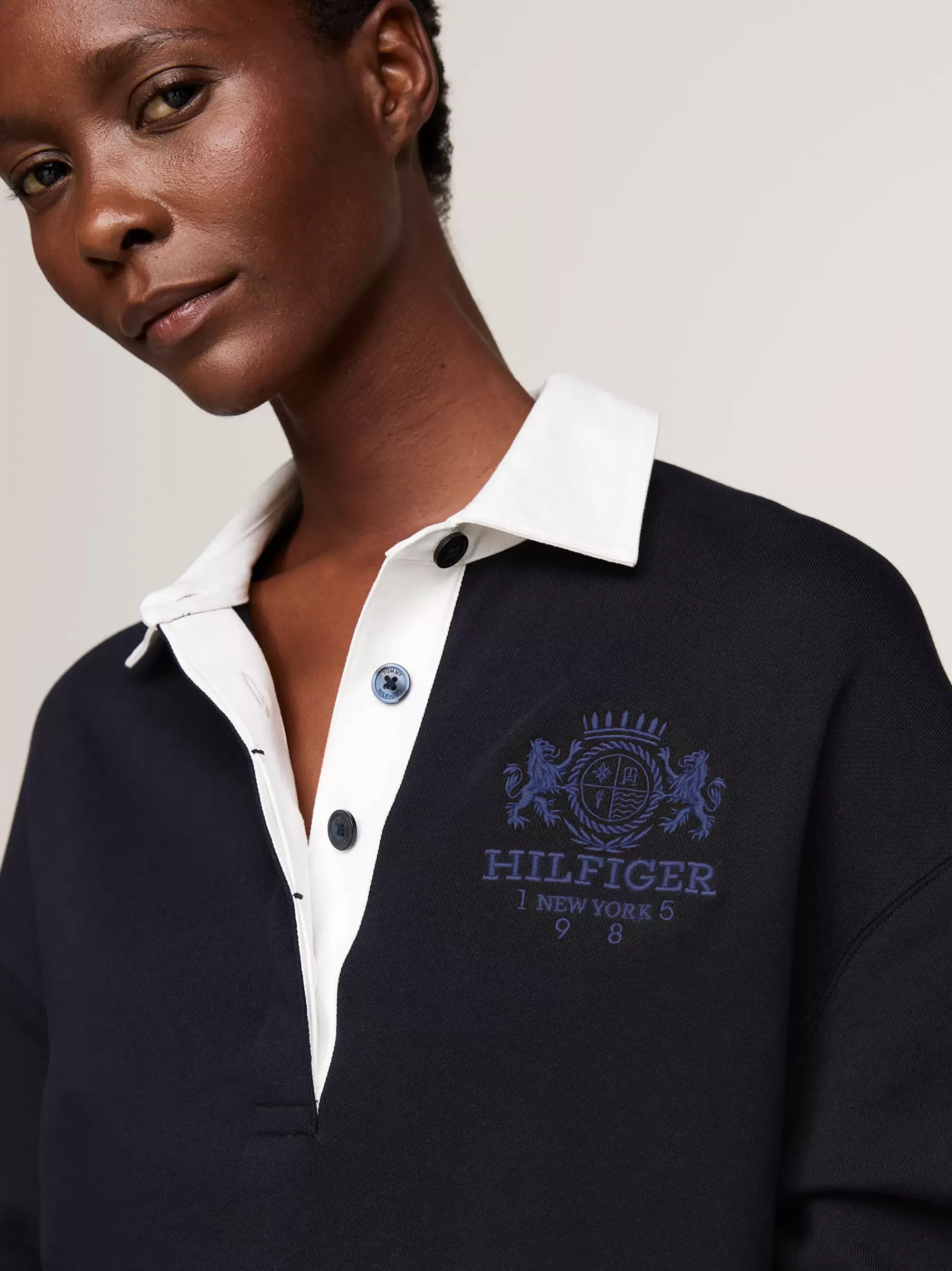 Jurken*Tommy Hilfiger Relaxed Fit Mini-rugbyjurk DESERT SKY