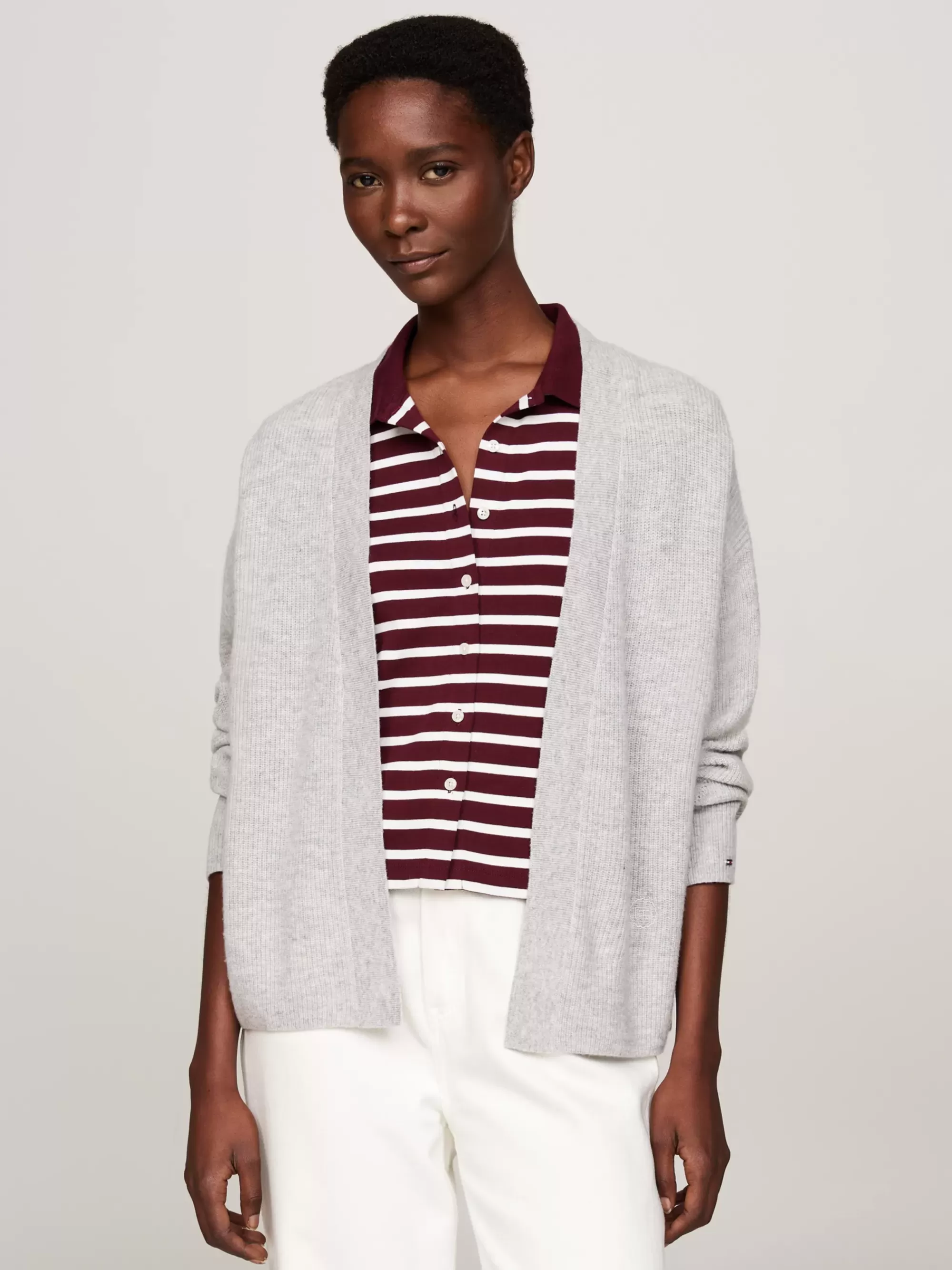 Truien Met Ronde Hals | Truien*Tommy Hilfiger Relaxed Fit Open Vest Met Kasjmier LIGHT GREY HTR