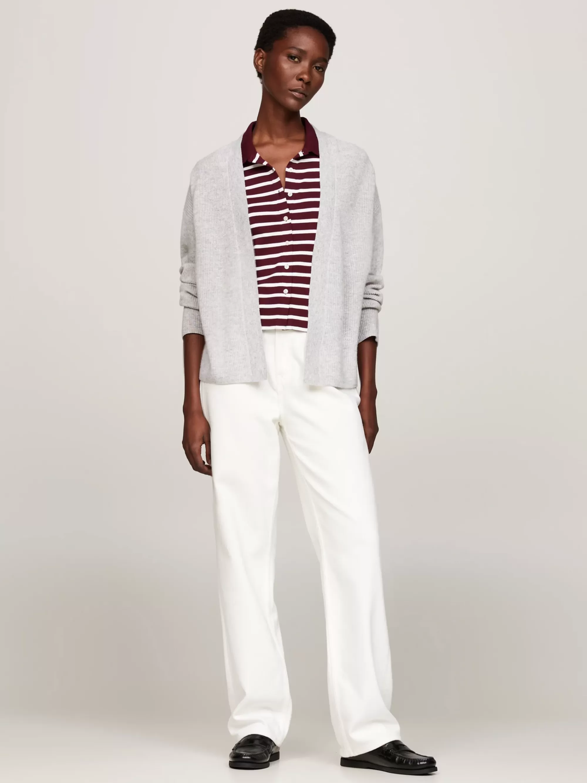 Truien Met Ronde Hals | Truien*Tommy Hilfiger Relaxed Fit Open Vest Met Kasjmier LIGHT GREY HTR
