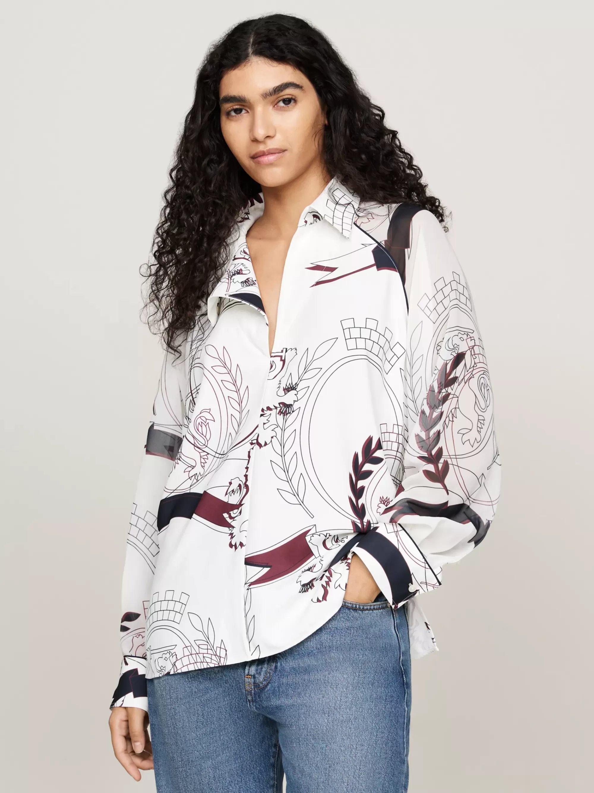Co-Ords | Blouses & Overhemden*Tommy Hilfiger Relaxed Fit Overhemd Met Embleemprint IVORY