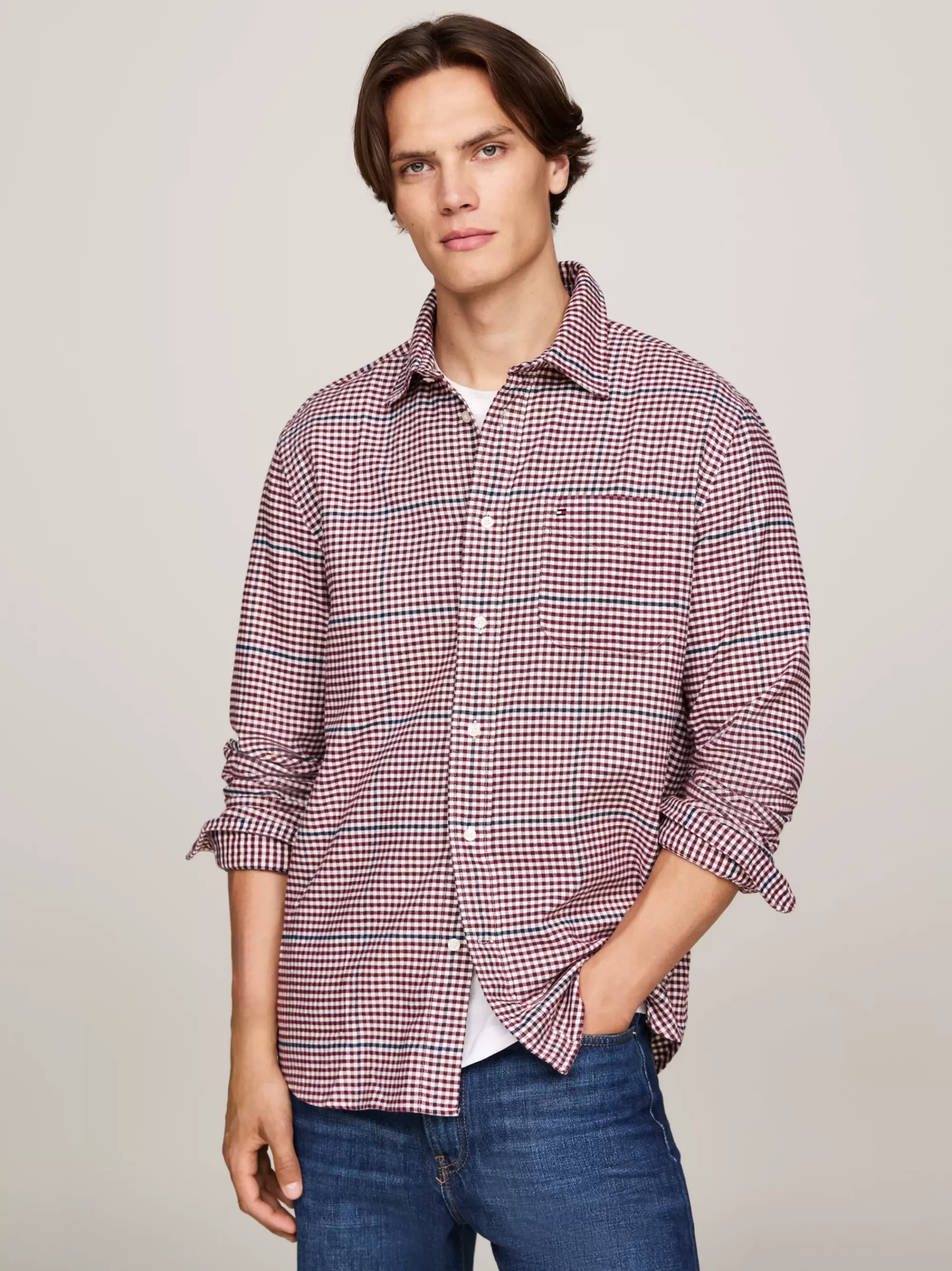 Overhemden*Tommy Hilfiger Relaxed Fit Overhemd Met Ginghamruit DEEP ROUGE / MULTI