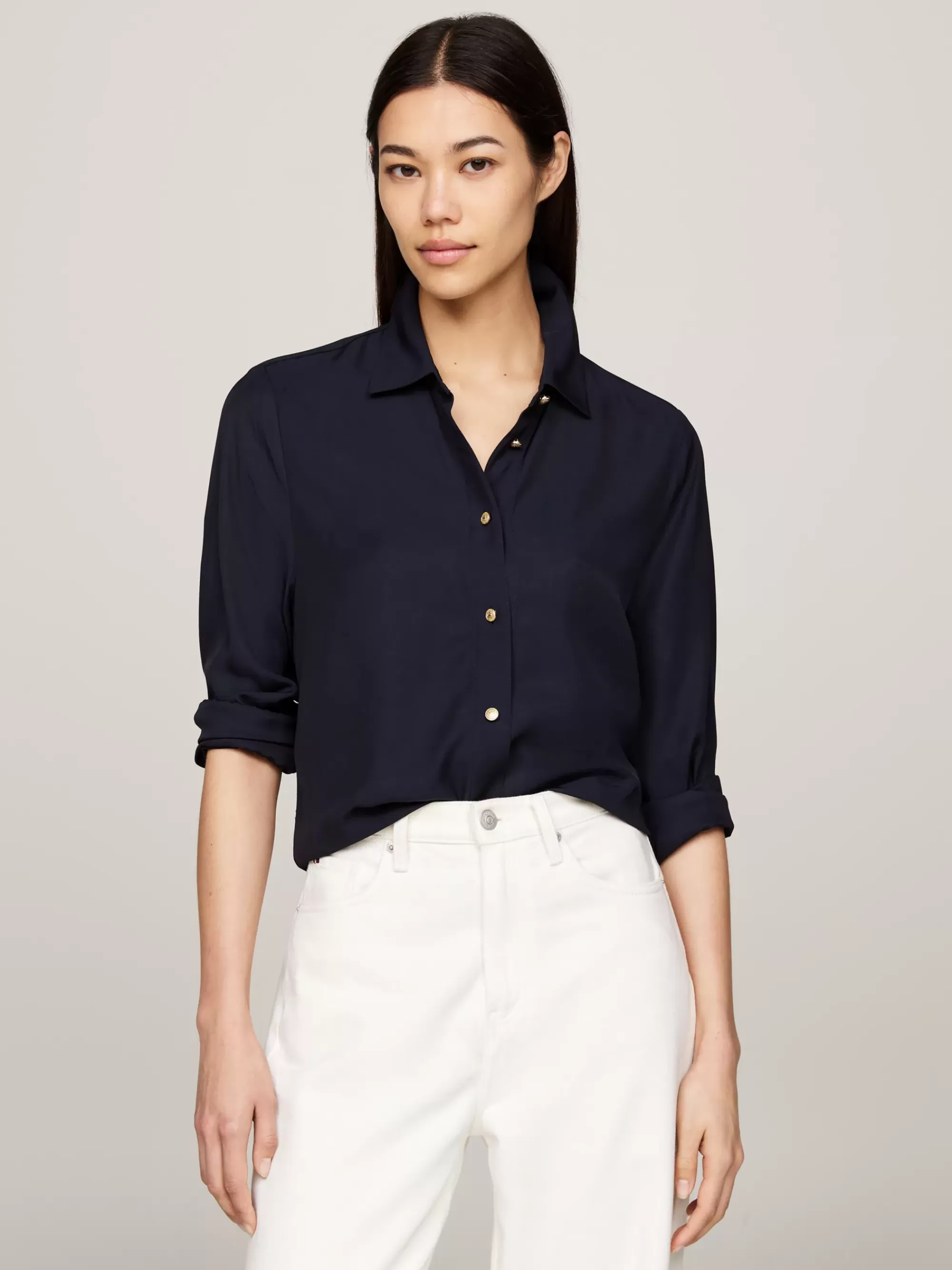 Blouses & Overhemden*Tommy Hilfiger Relaxed Fit Overhemd Met Goudkleurige Knopen DESERT SKY