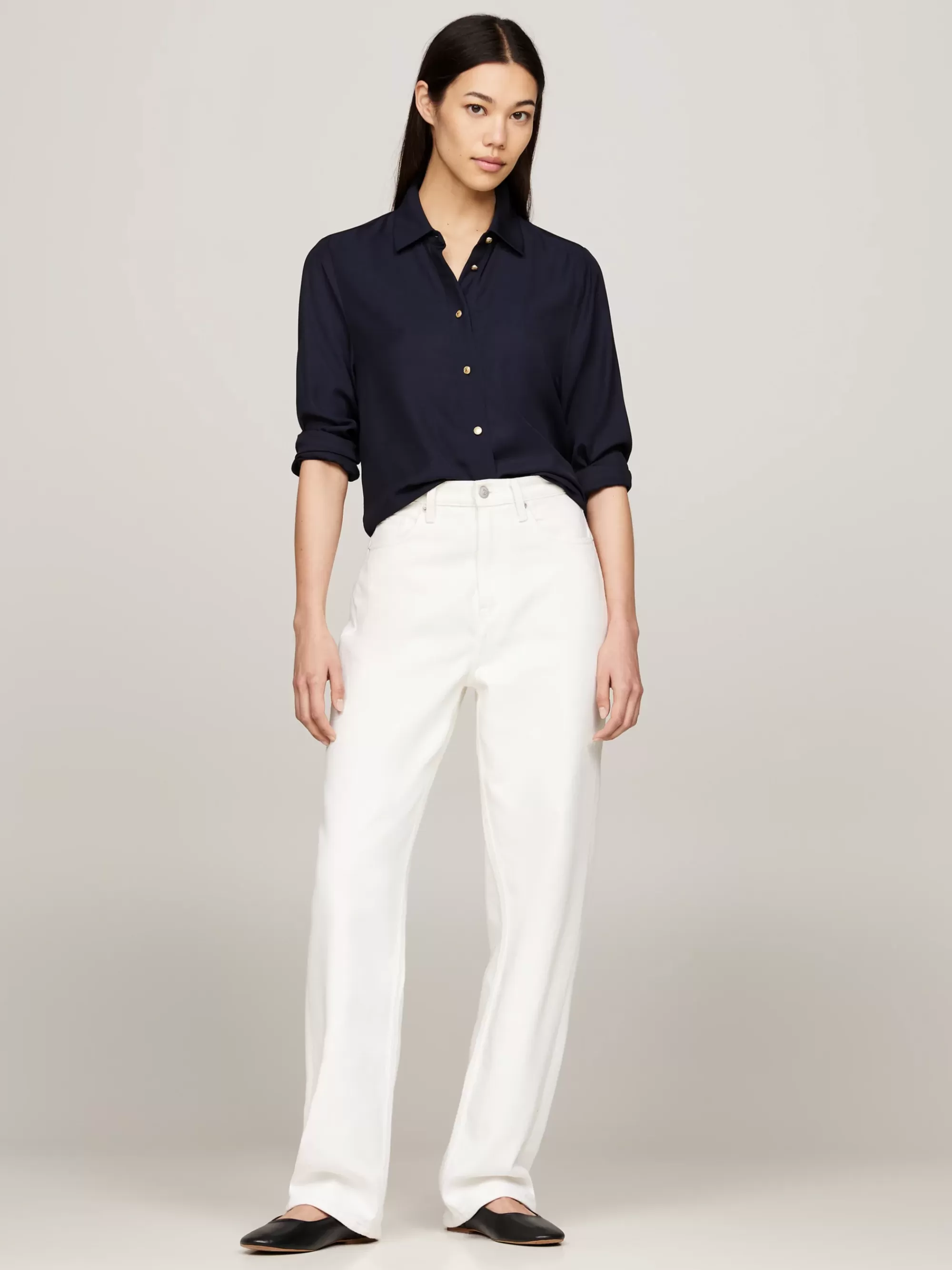 Blouses & Overhemden*Tommy Hilfiger Relaxed Fit Overhemd Met Goudkleurige Knopen DESERT SKY