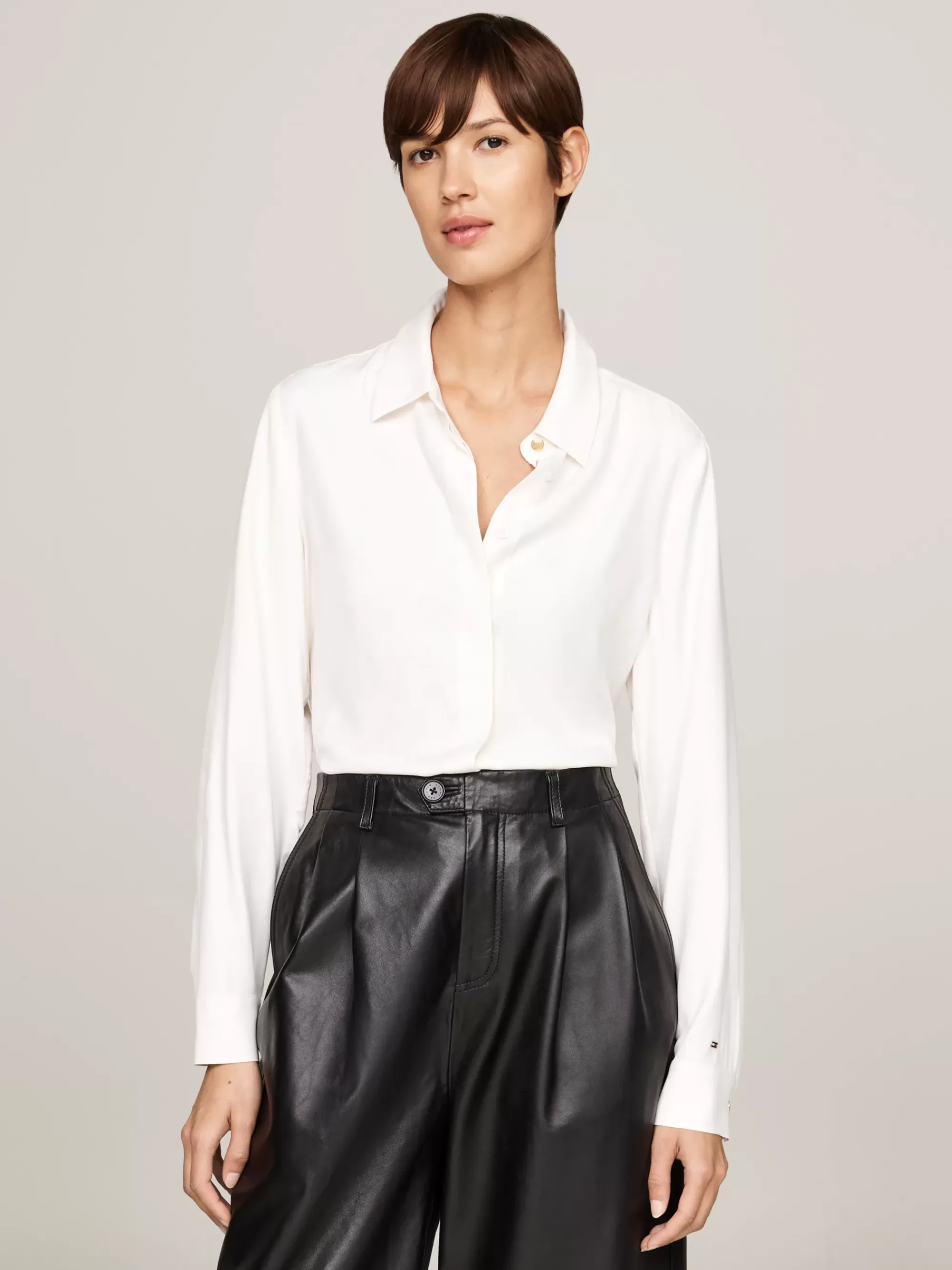 Blouses & Overhemden*Tommy Hilfiger Relaxed Fit Overhemd Met Metalen Vlag ANCIENT WHITE