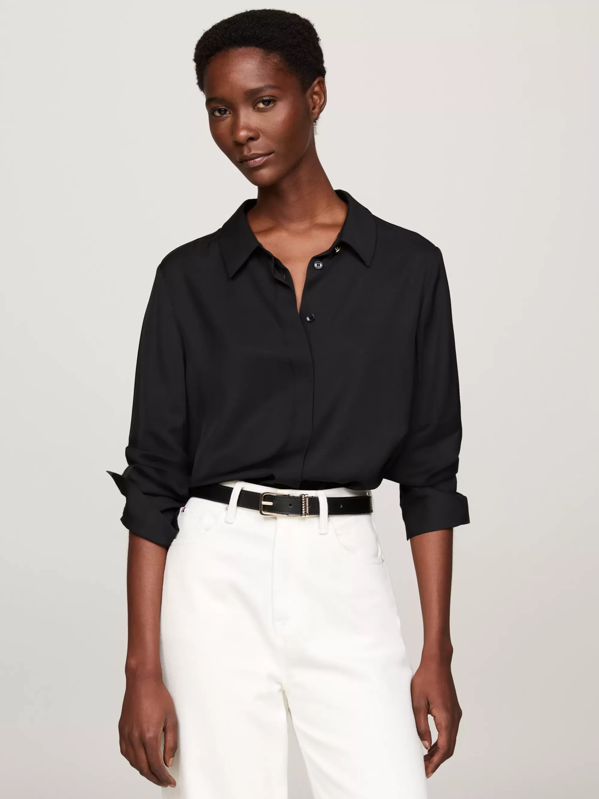Blouses & Overhemden*Tommy Hilfiger Relaxed Fit Overhemd Met Metalen Vlag BLACK