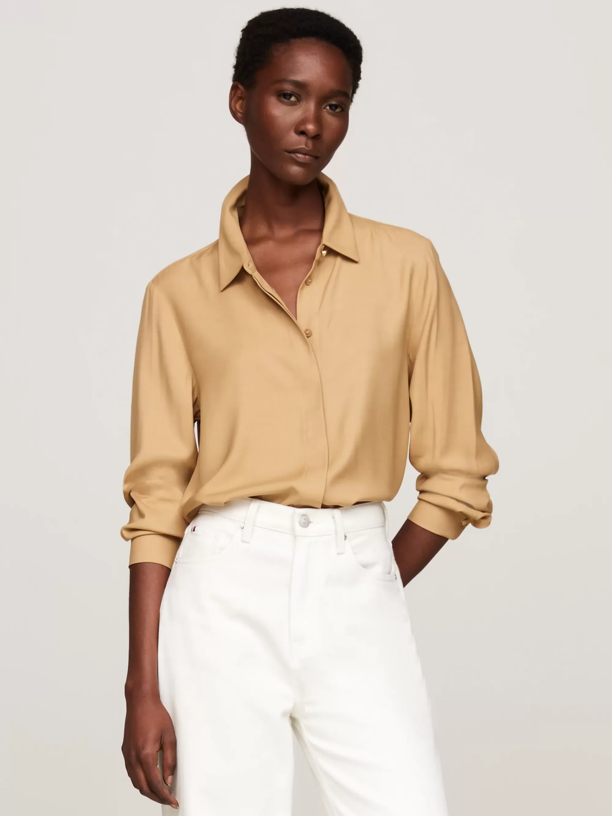 Blouses & Overhemden*Tommy Hilfiger Relaxed Fit Overhemd Met Metalen Vlag CLASSIC KHAKI