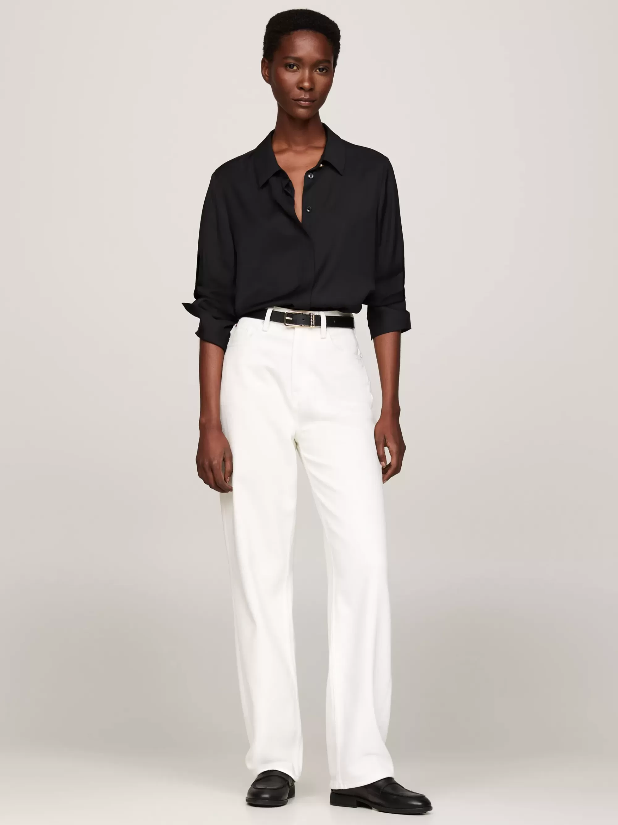 Blouses & Overhemden*Tommy Hilfiger Relaxed Fit Overhemd Met Metalen Vlag BLACK