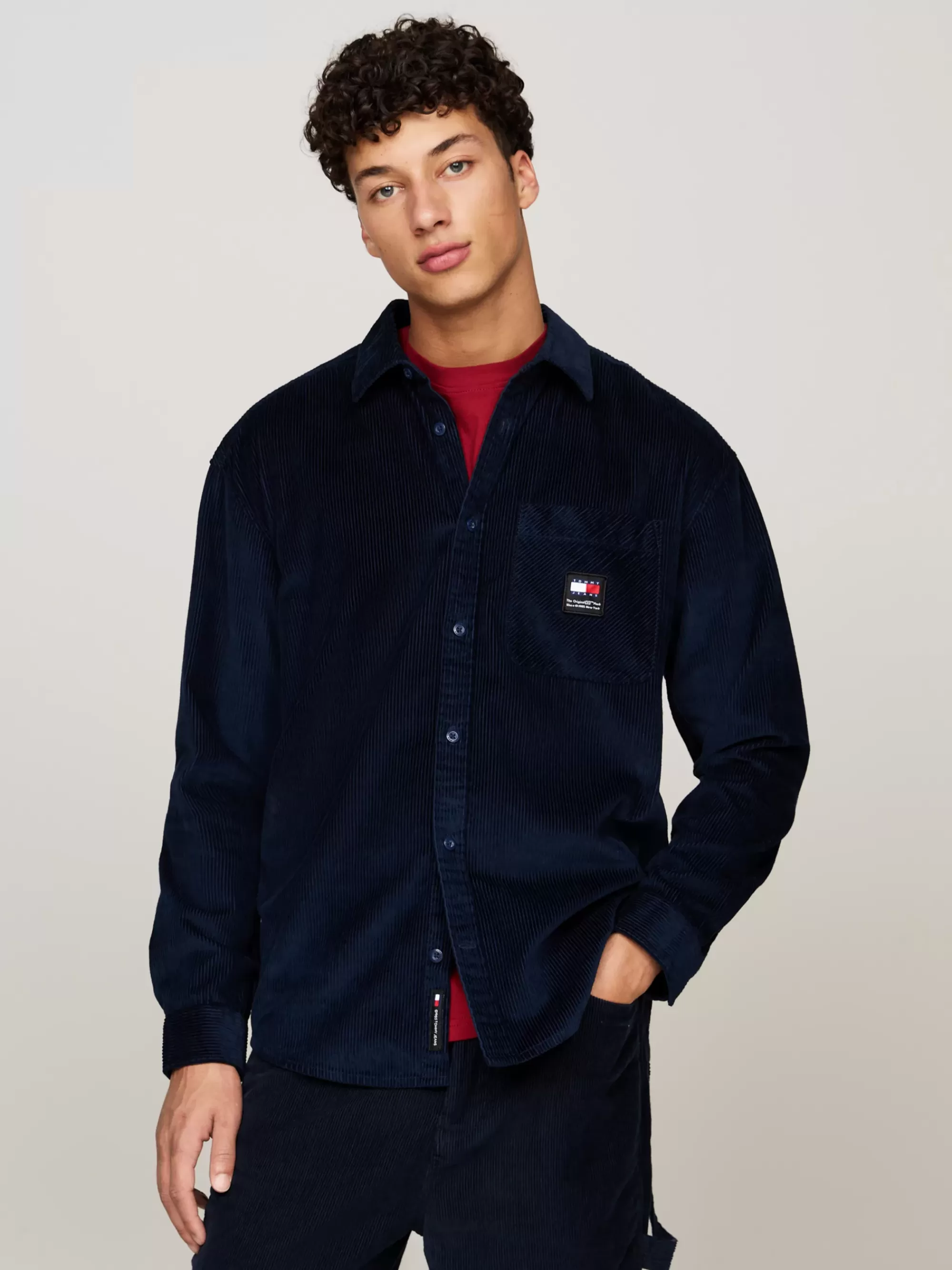 Overhemden*Tommy Hilfiger Relaxed Fit Overhemd Van Corduroy DARK NIGHT NAVY