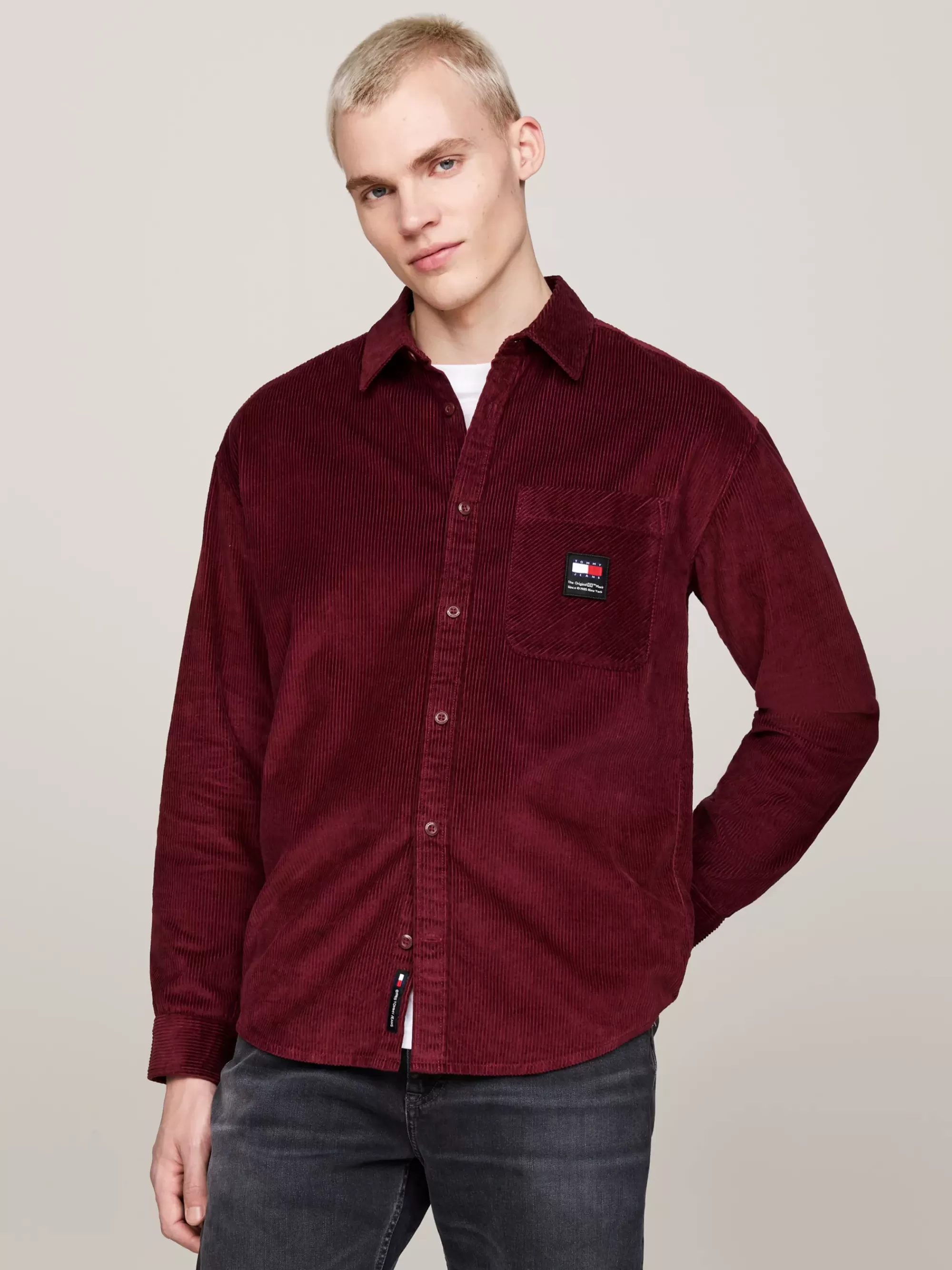 Overhemden*Tommy Hilfiger Relaxed Fit Overhemd Van Corduroy DEEP ROUGE