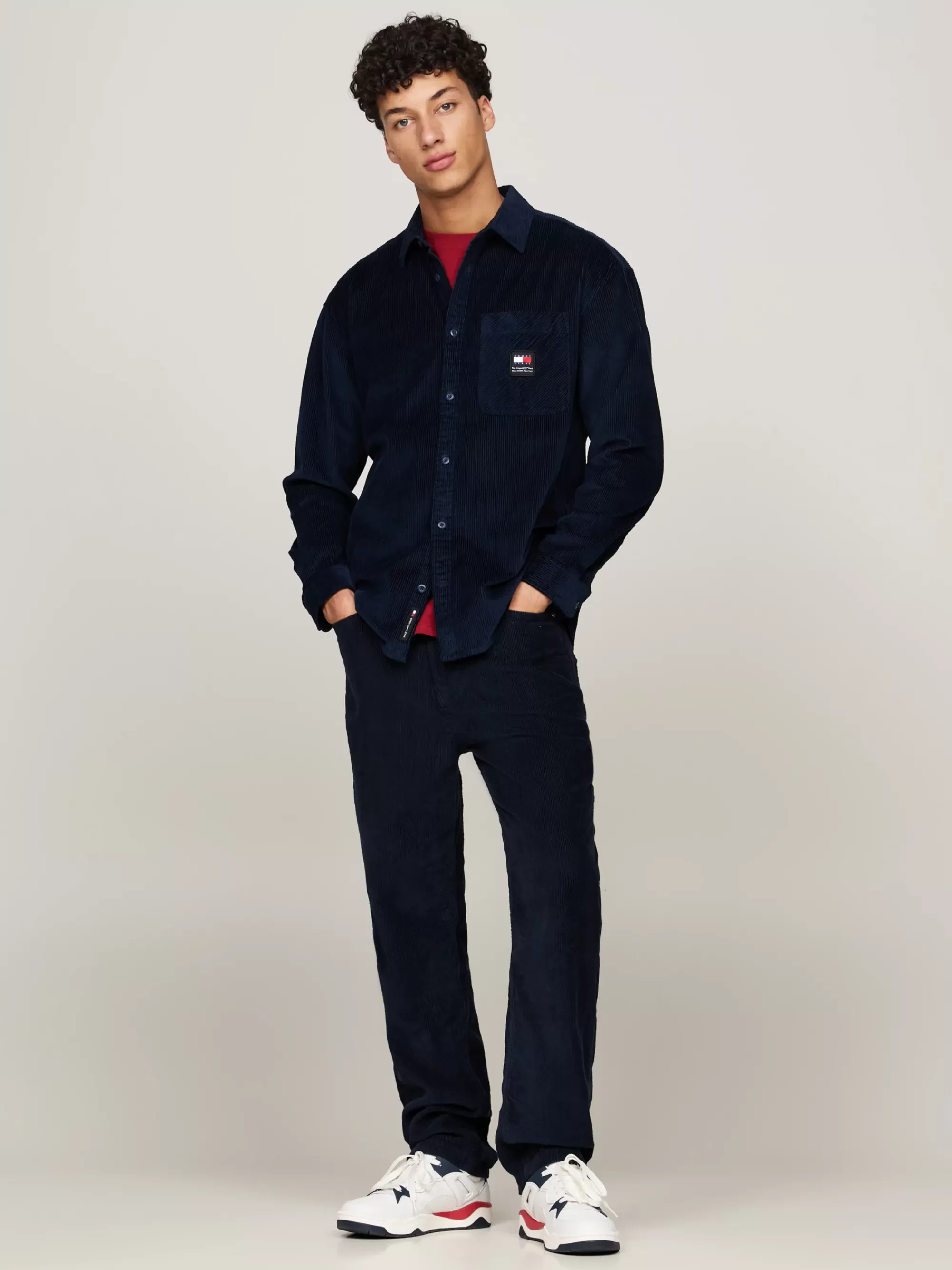 Overhemden*Tommy Hilfiger Relaxed Fit Overhemd Van Corduroy DARK NIGHT NAVY