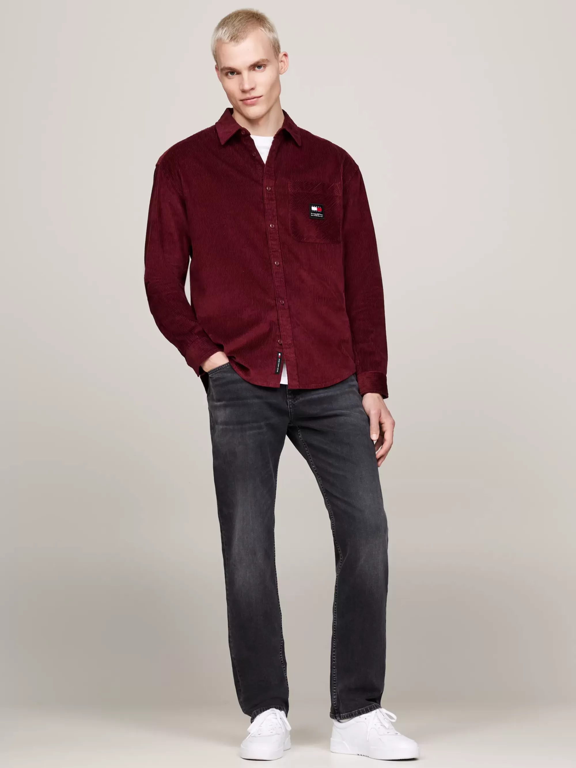 Overhemden*Tommy Hilfiger Relaxed Fit Overhemd Van Corduroy DEEP ROUGE