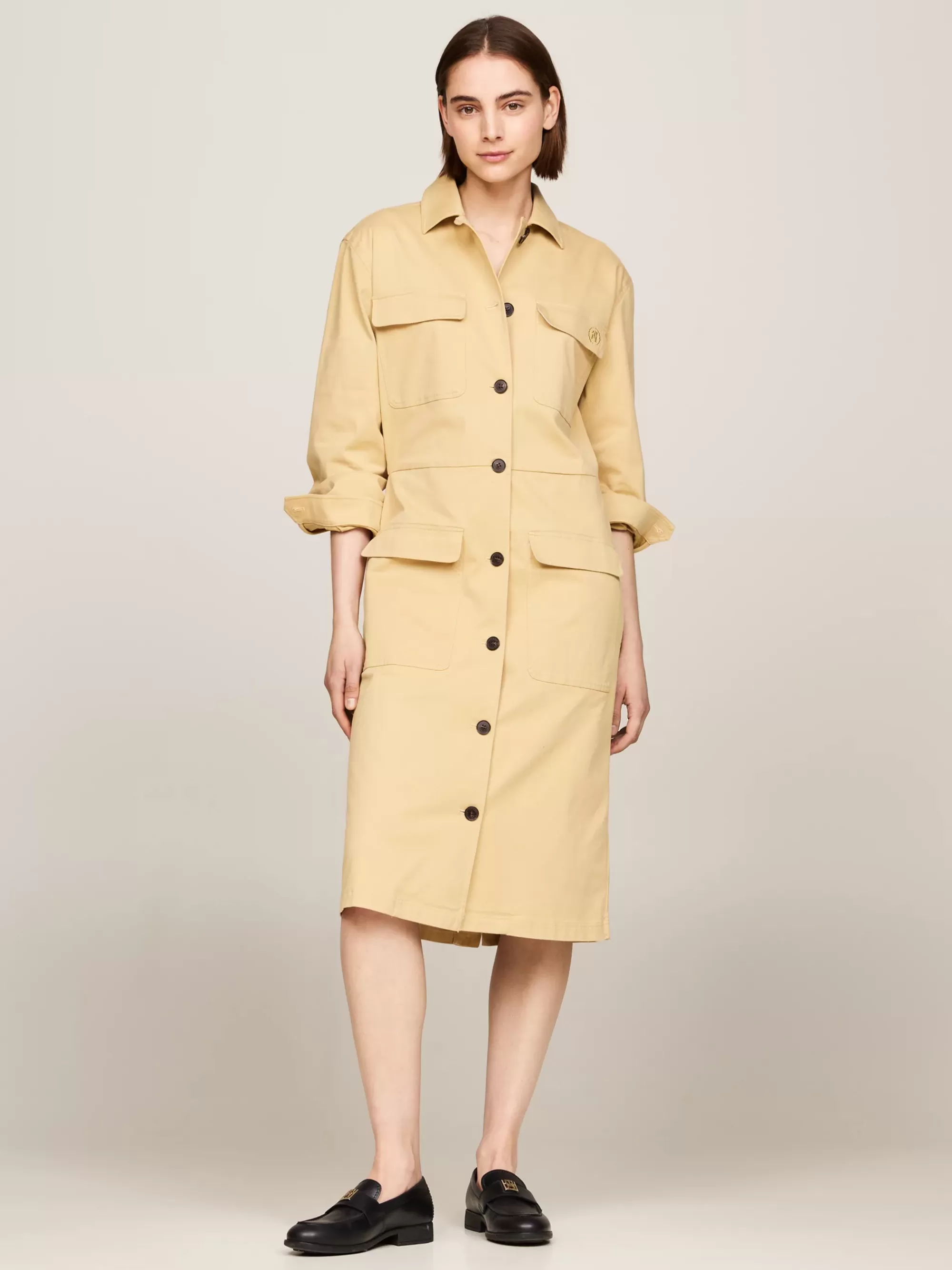Jurken*Tommy Hilfiger Relaxed Fit Overhemdjurk Met TH-monogramstempel BEECHWOOD