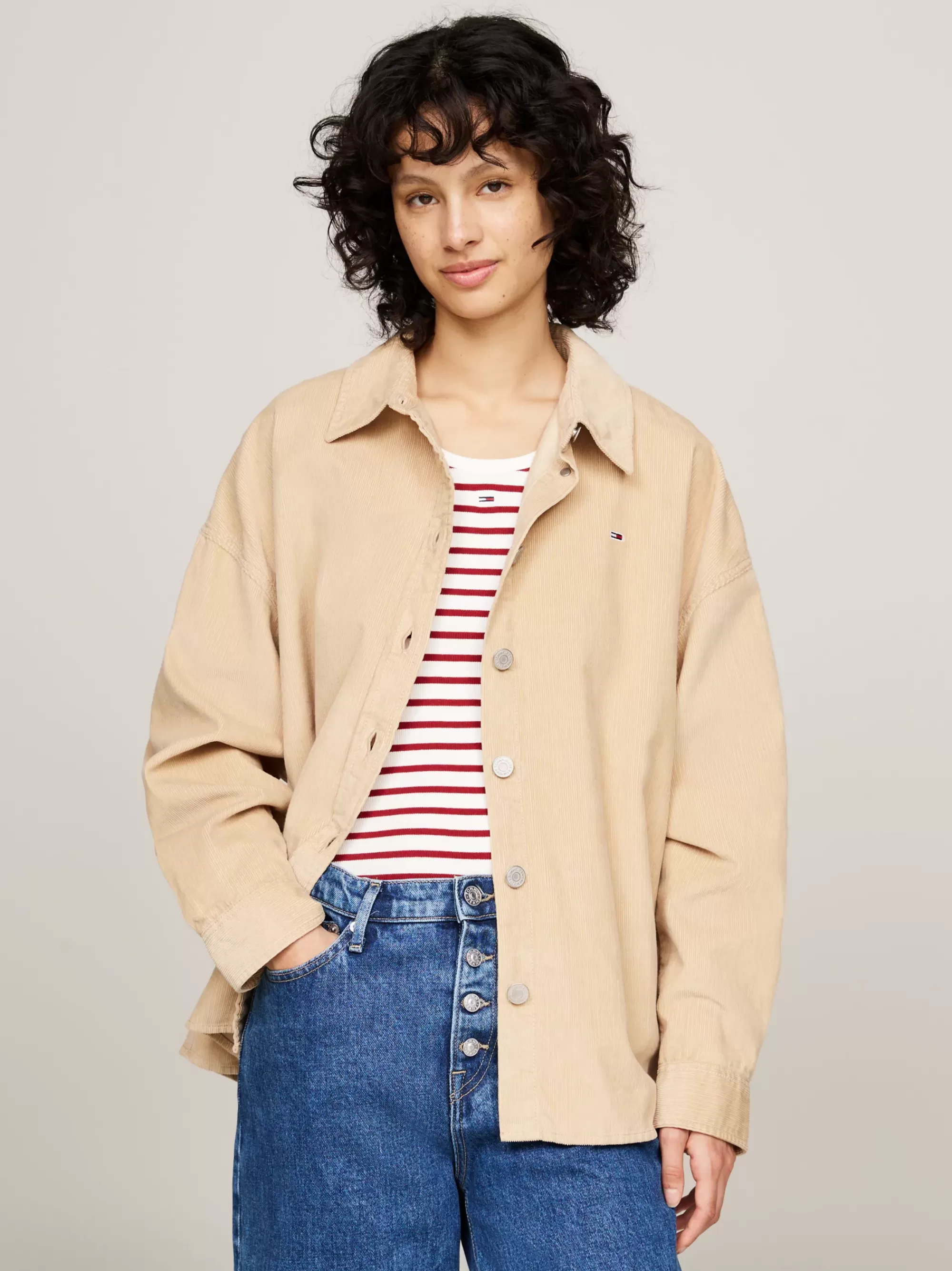 Blouses & Overhemden*Tommy Hilfiger Relaxed Fit Overshirt Van Fijn Corduroy GENTLE GOLD