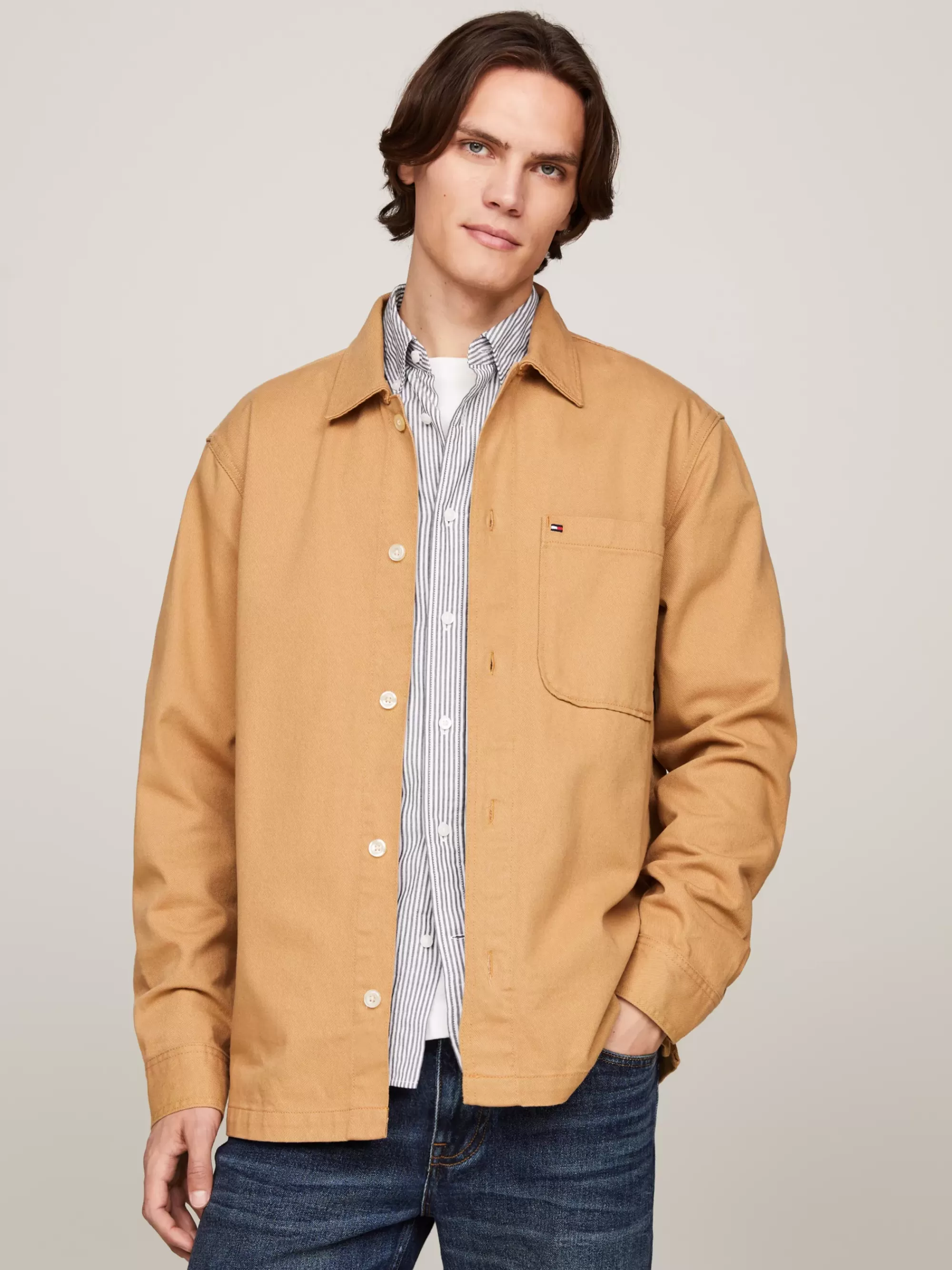 Overhemden*Tommy Hilfiger Relaxed Fit Overshirt Van Twill CLASSIC KHAKI
