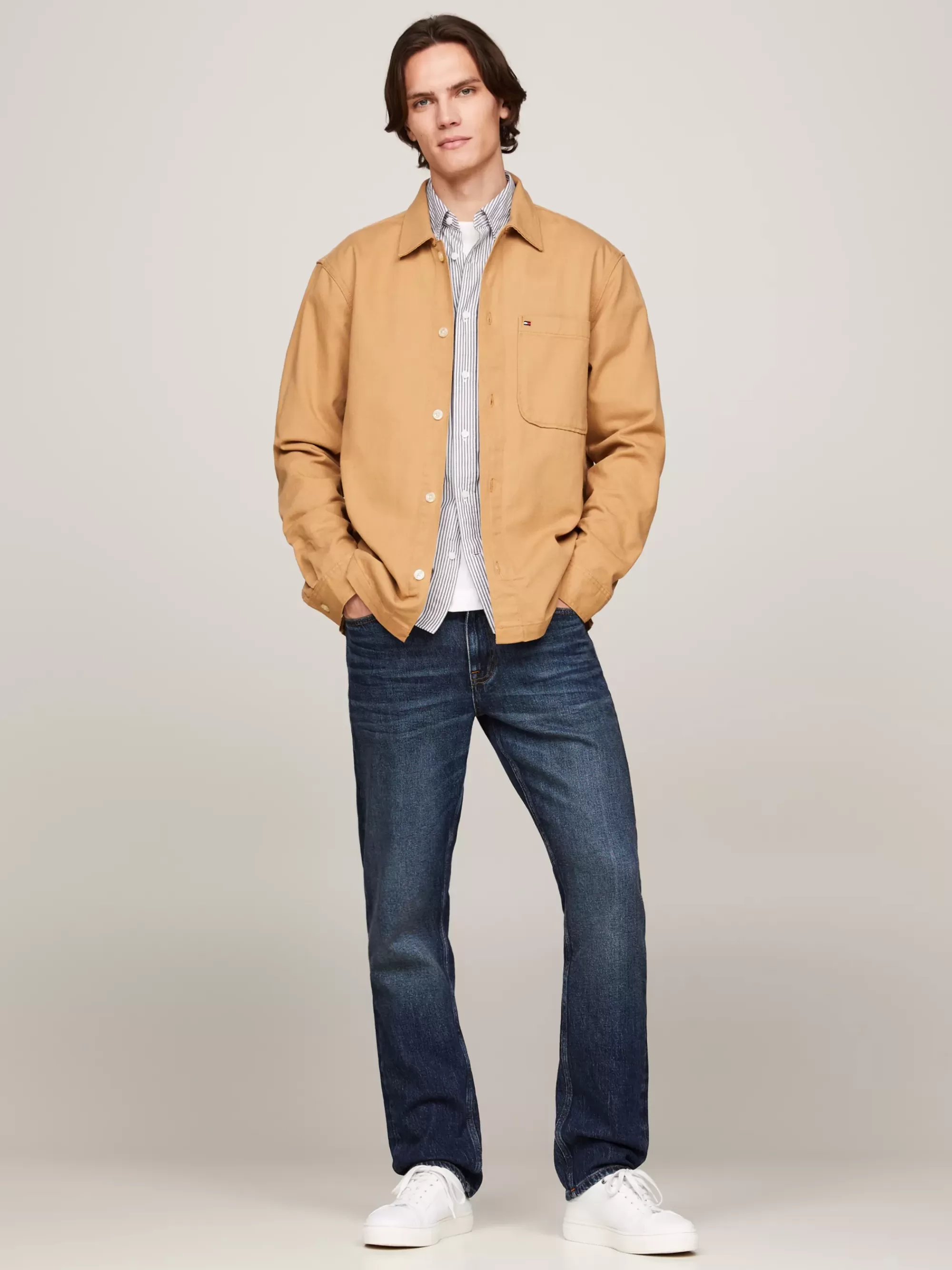 Overhemden*Tommy Hilfiger Relaxed Fit Overshirt Van Twill CLASSIC KHAKI
