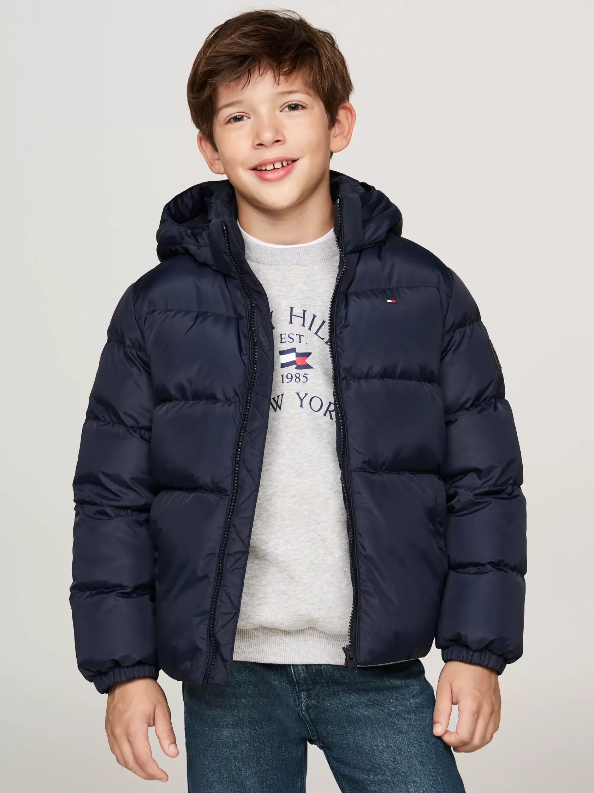 Jassen*Tommy Hilfiger Relaxed Fit Pufferjack Met Dons En Capuchon DESERT SKY