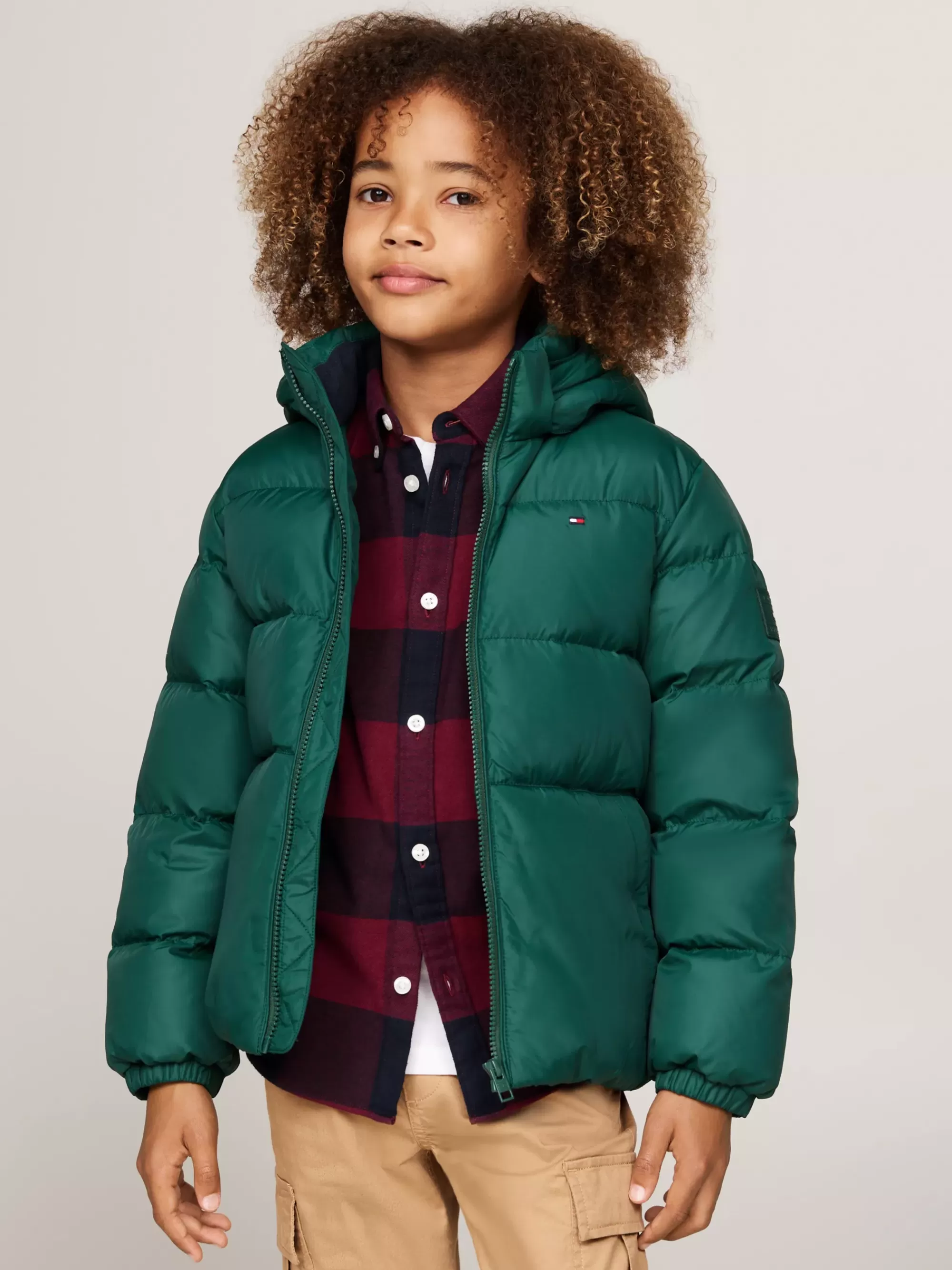 Jassen*Tommy Hilfiger Relaxed Fit Pufferjack Met Dons En Capuchon ORNAMENTAL GREEN