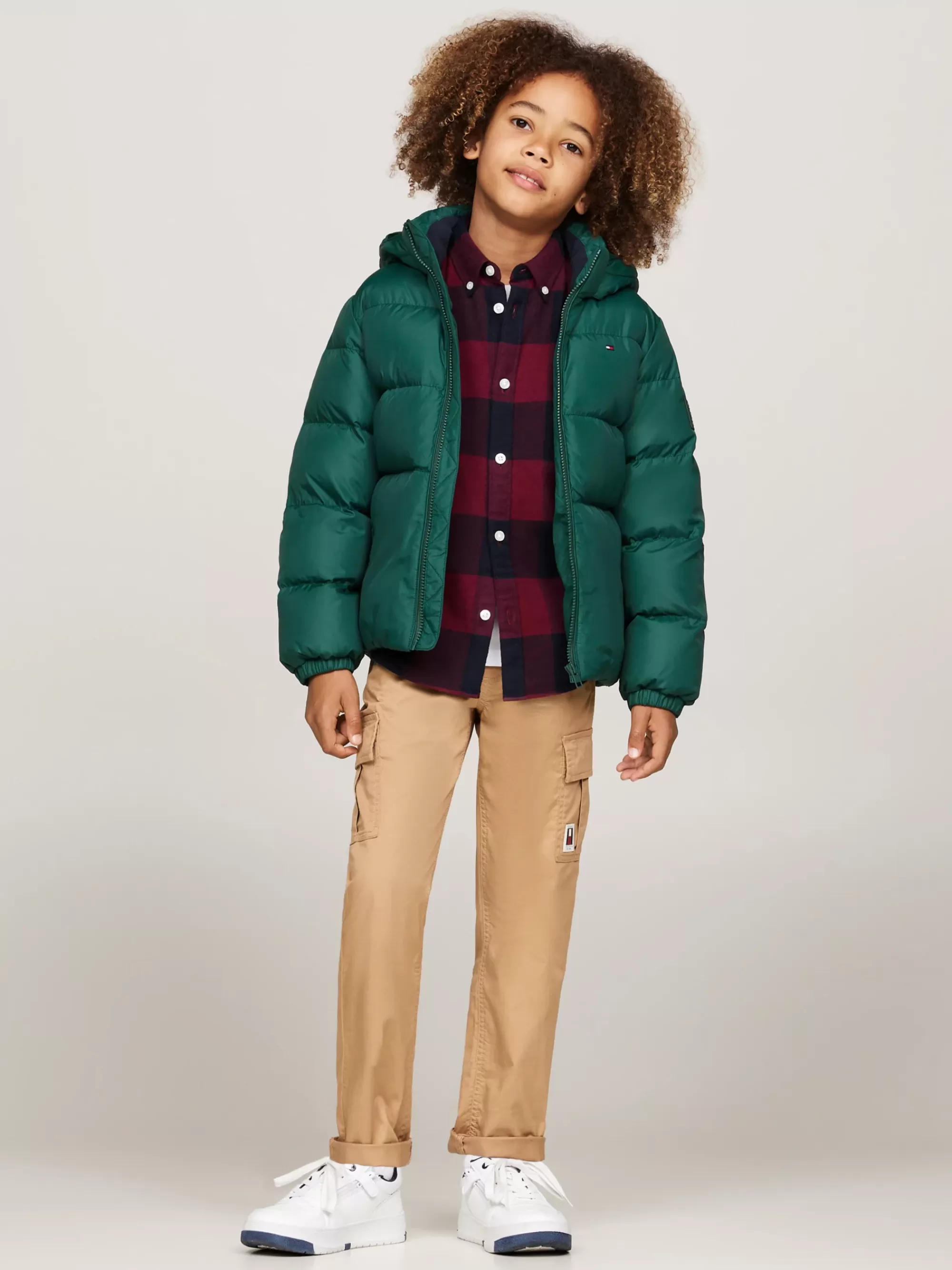 Jassen*Tommy Hilfiger Relaxed Fit Pufferjack Met Dons En Capuchon ORNAMENTAL GREEN