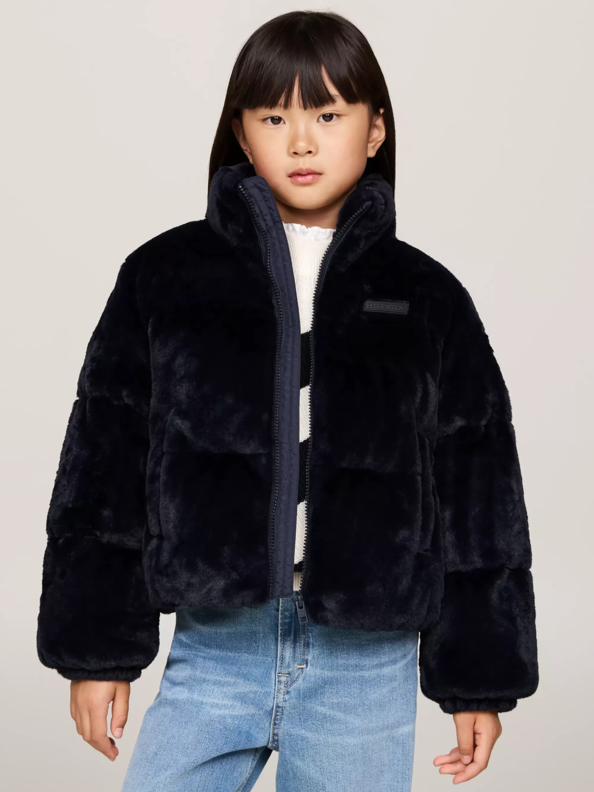 Jassen & Jacks*Tommy Hilfiger Relaxed Fit Pufferjack Van Imitatiebont DESERT SKY