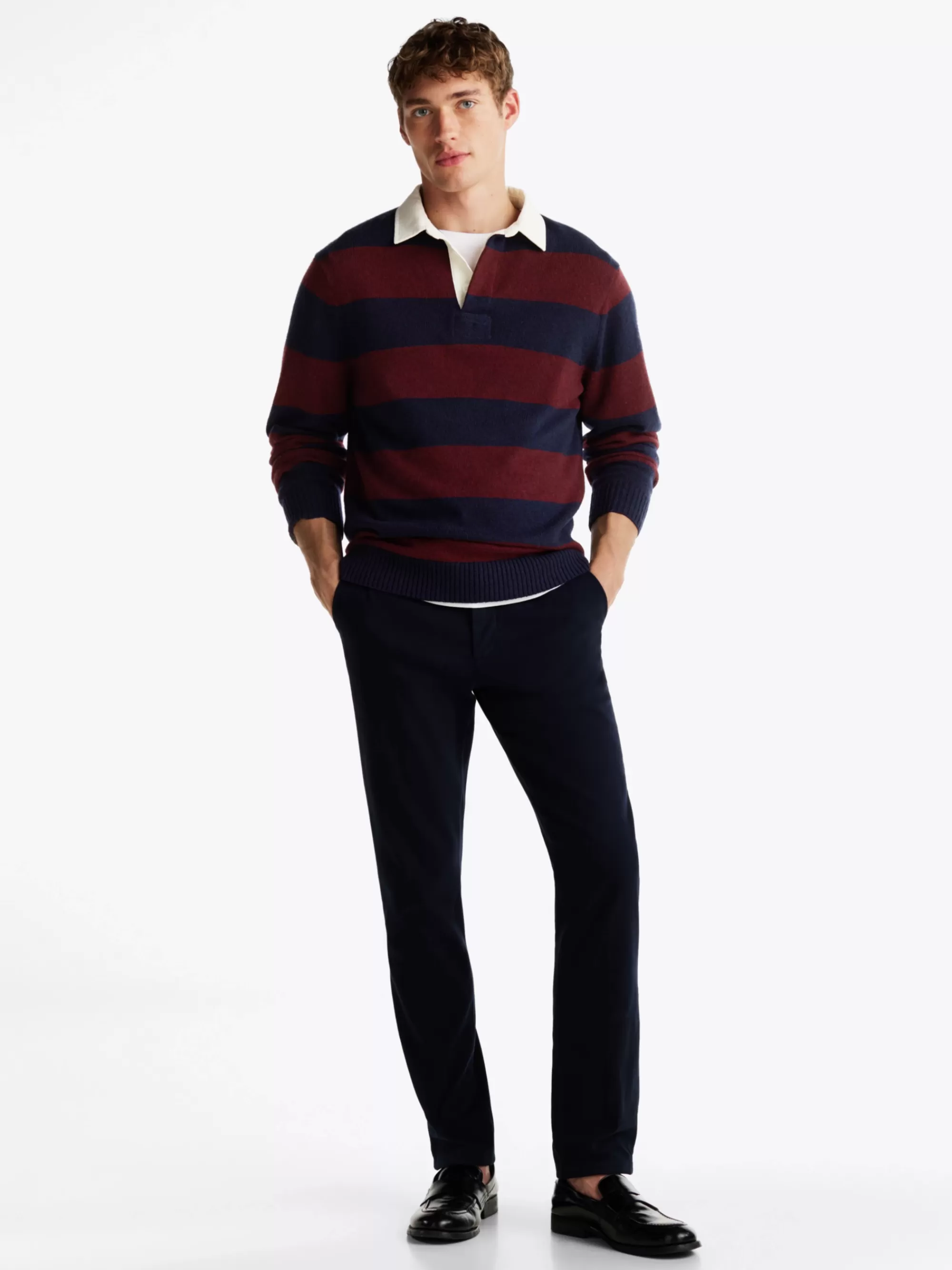 Truien | Truien & Vesten*Tommy Hilfiger Relaxed Fit Rugbyshirt Van Zuivere Wol DEEP ROUGE / DESERT SKY