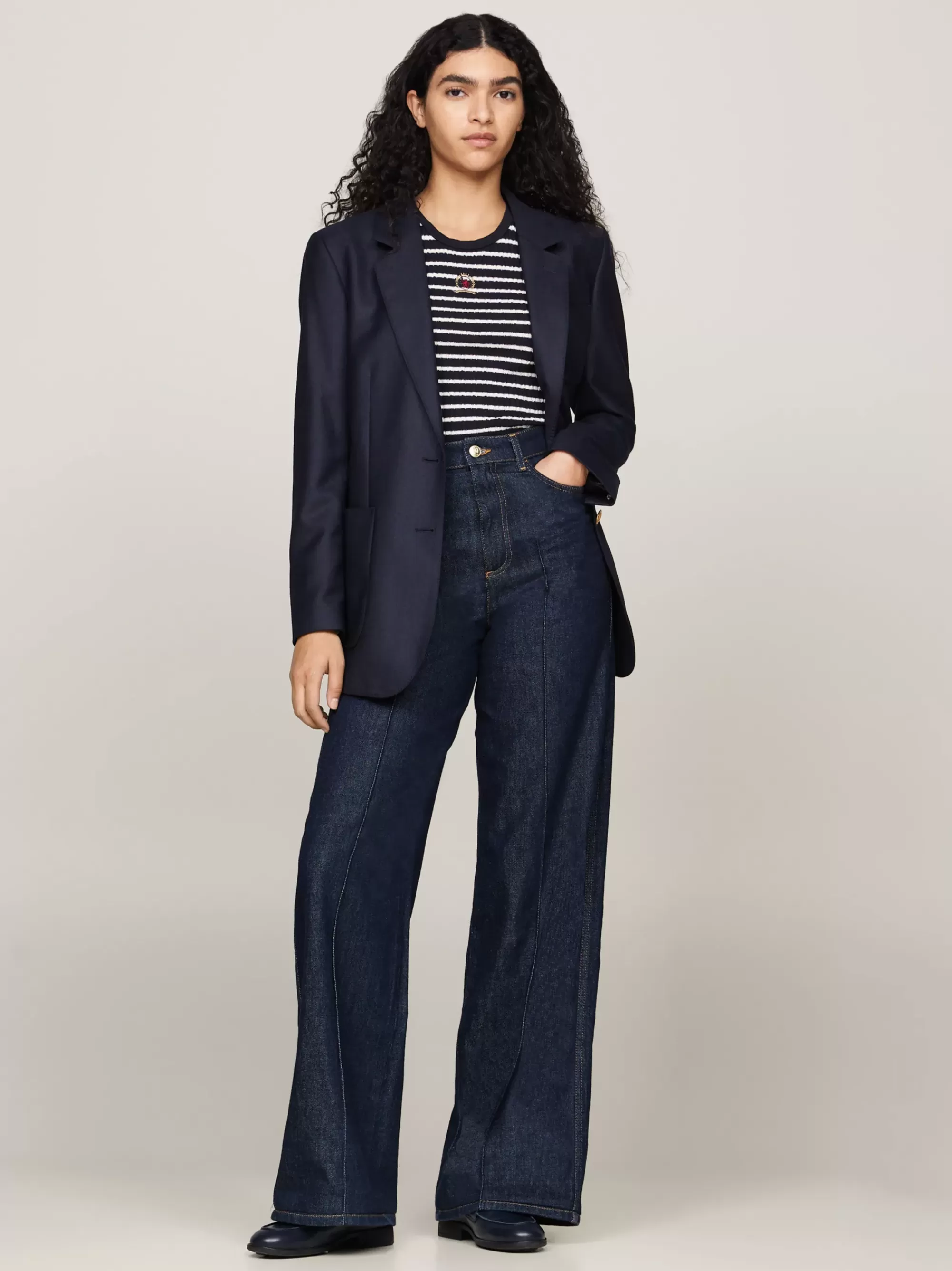 Blazers*Tommy Hilfiger Relaxed Fit Single-breasted Blazer Met Embleem DESERT SKY