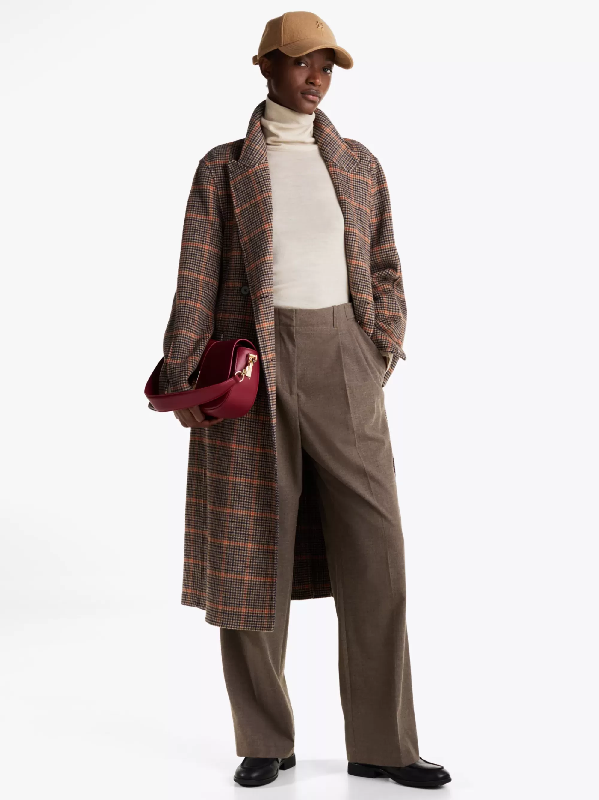 Broeken*Tommy Hilfiger Relaxed Fit Straight Leg Broek Van Flanel LEGACY BROWN HEATHER