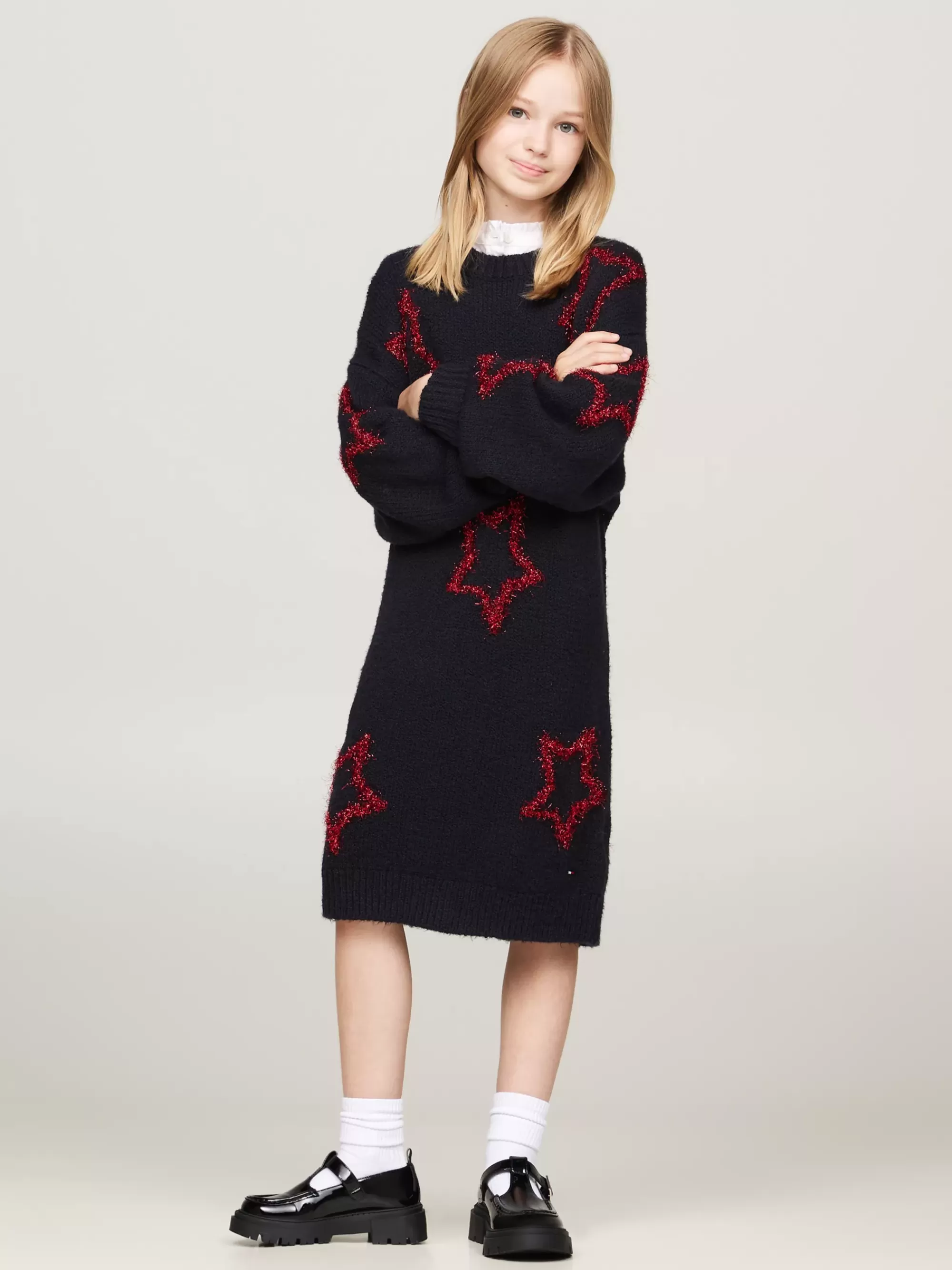 Jurken*Tommy Hilfiger Relaxed Fit Sweaterjurk Met Metallic Sterren DESERT SKY STARS