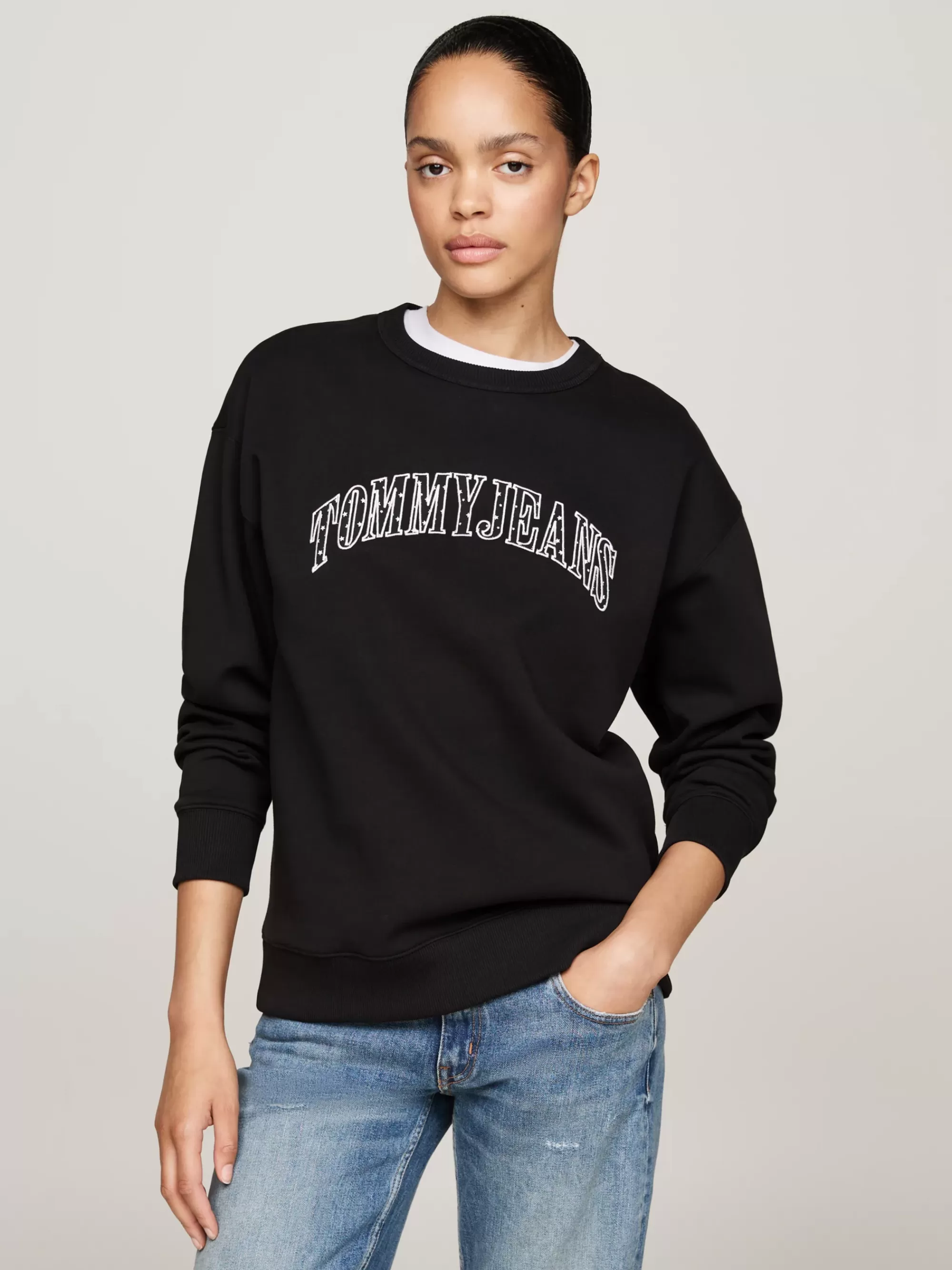 Sweatshirts & Hoodies*Tommy Hilfiger Relaxed Fit Sweatshirt Met Logo-appliqué BLACK