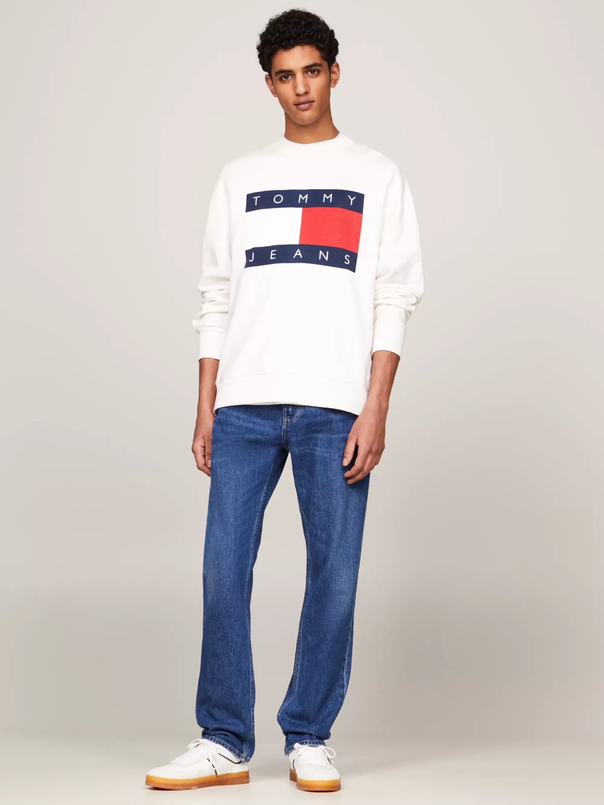 Plus Size Kleding & Inclusieve Maten | Sweatshirts & Hoodies*Tommy Hilfiger Relaxed Fit Sweatshirt Met Oversized Vlag ANCIENT WHITE