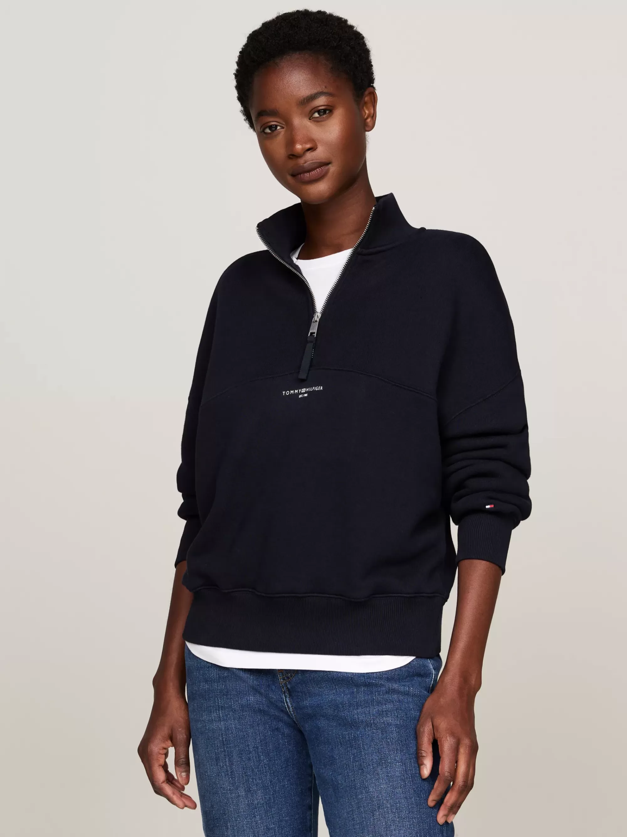 Sweatshirts & Hoodies*Tommy Hilfiger Relaxed Fit Trui Met Halve Rits DESERT SKY