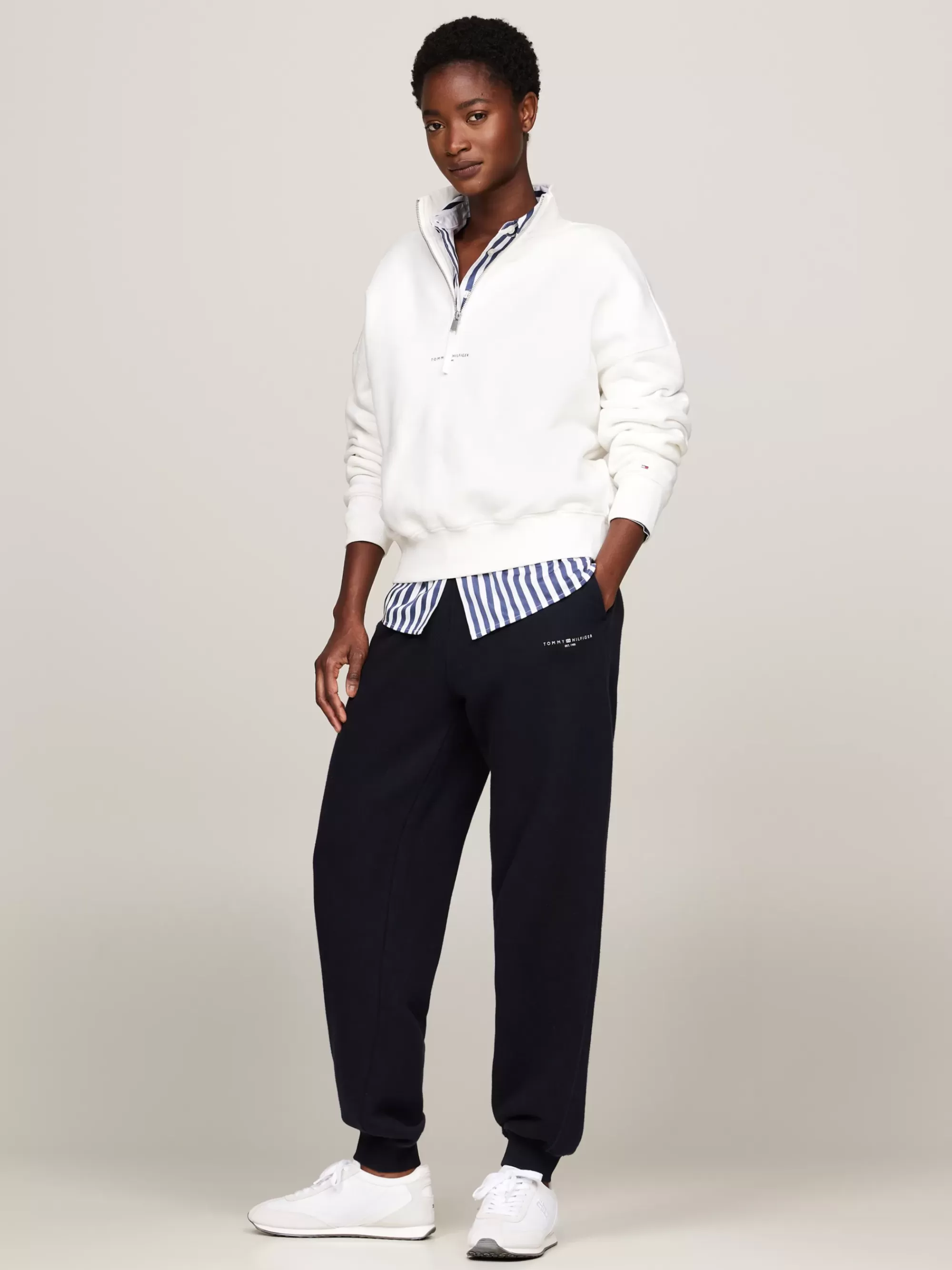 Sweatshirts & Hoodies*Tommy Hilfiger Relaxed Fit Trui Met Halve Rits ECRU