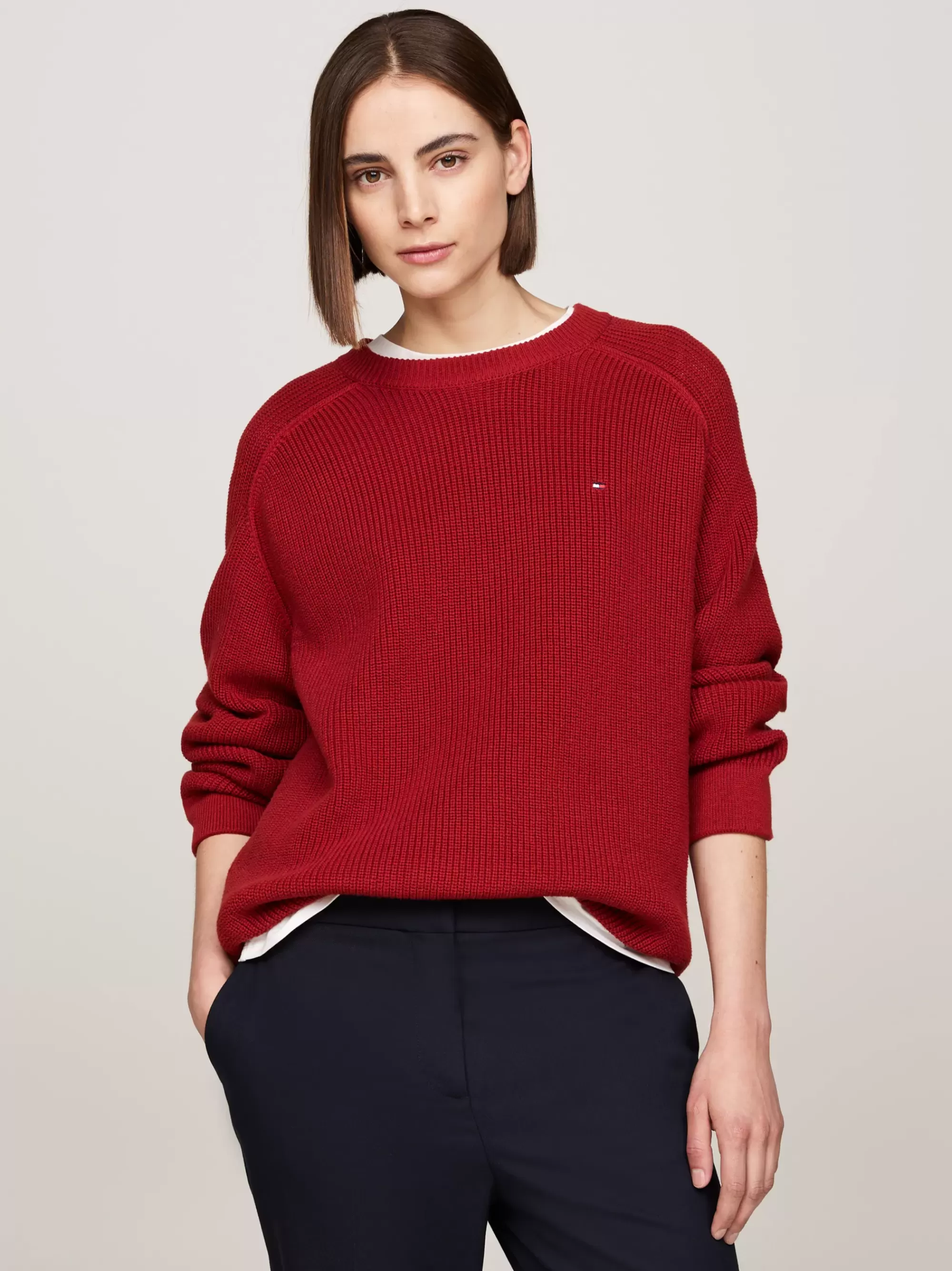 Truien Met Ronde Hals | Truien*Tommy Hilfiger Relaxed Fit Trui Met Raglanmouwen DARK MAGMA