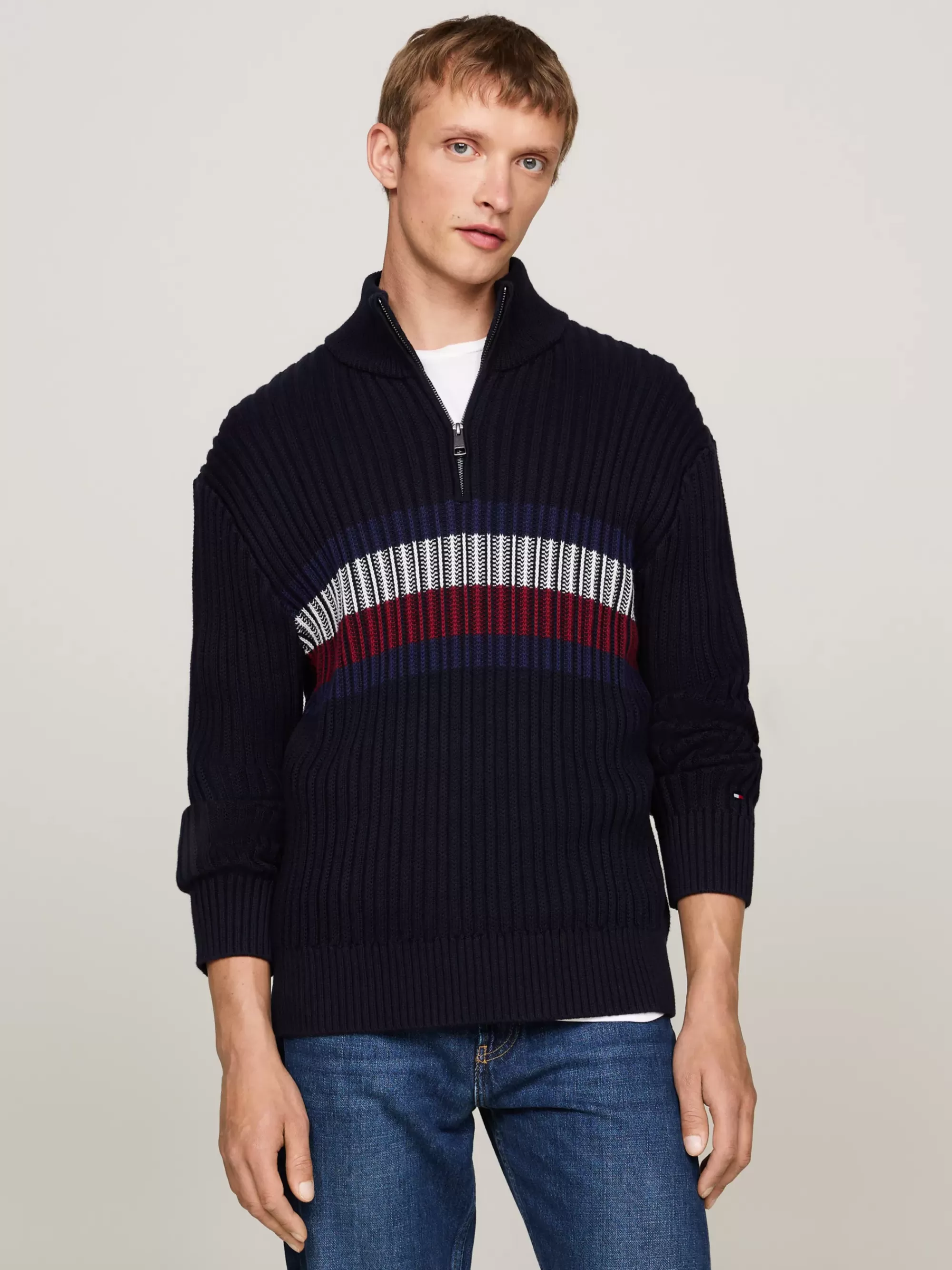 Trui Met Rits | Truien*Tommy Hilfiger Relaxed Fit Trui Met Signature-streep DESERT SKY