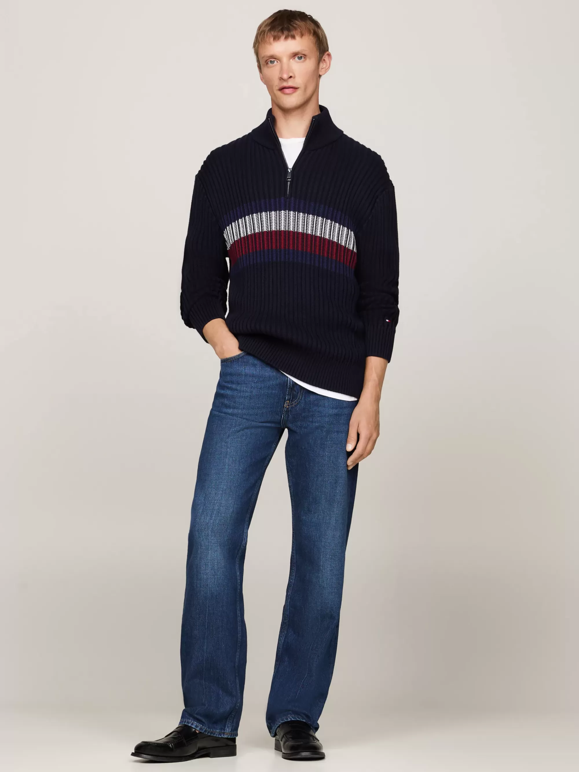 Trui Met Rits | Truien*Tommy Hilfiger Relaxed Fit Trui Met Signature-streep DESERT SKY