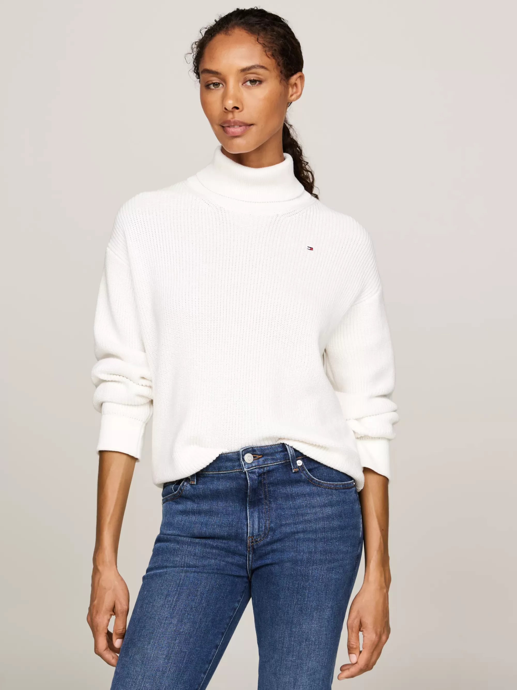 Coltruien | Truien*Tommy Hilfiger Relaxed Fit Trui Met Tricotsteek En Col IVORY PETAL