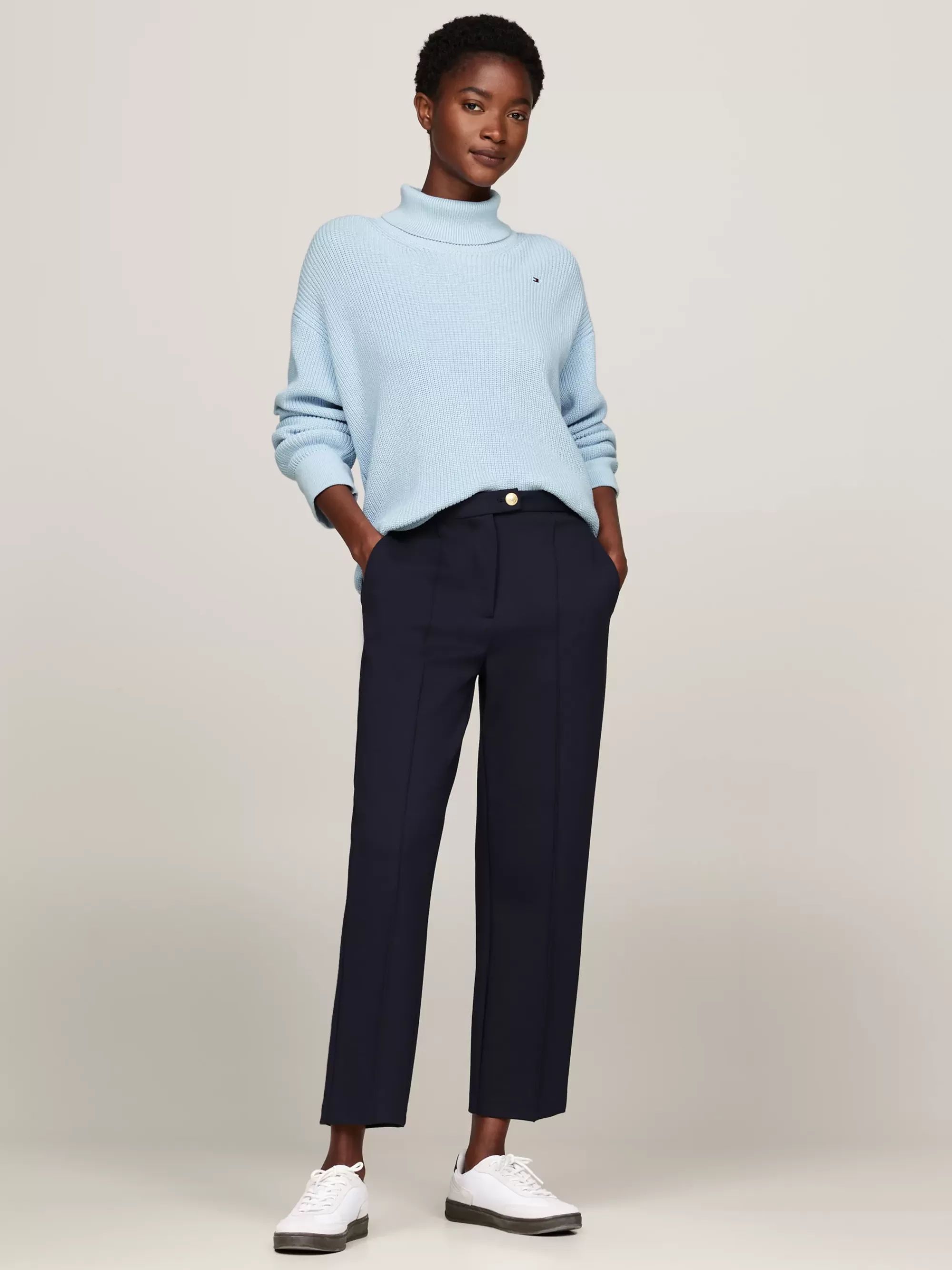 Coltruien | Truien*Tommy Hilfiger Relaxed Fit Trui Met Tricotsteek En Col BREEZY BLUE