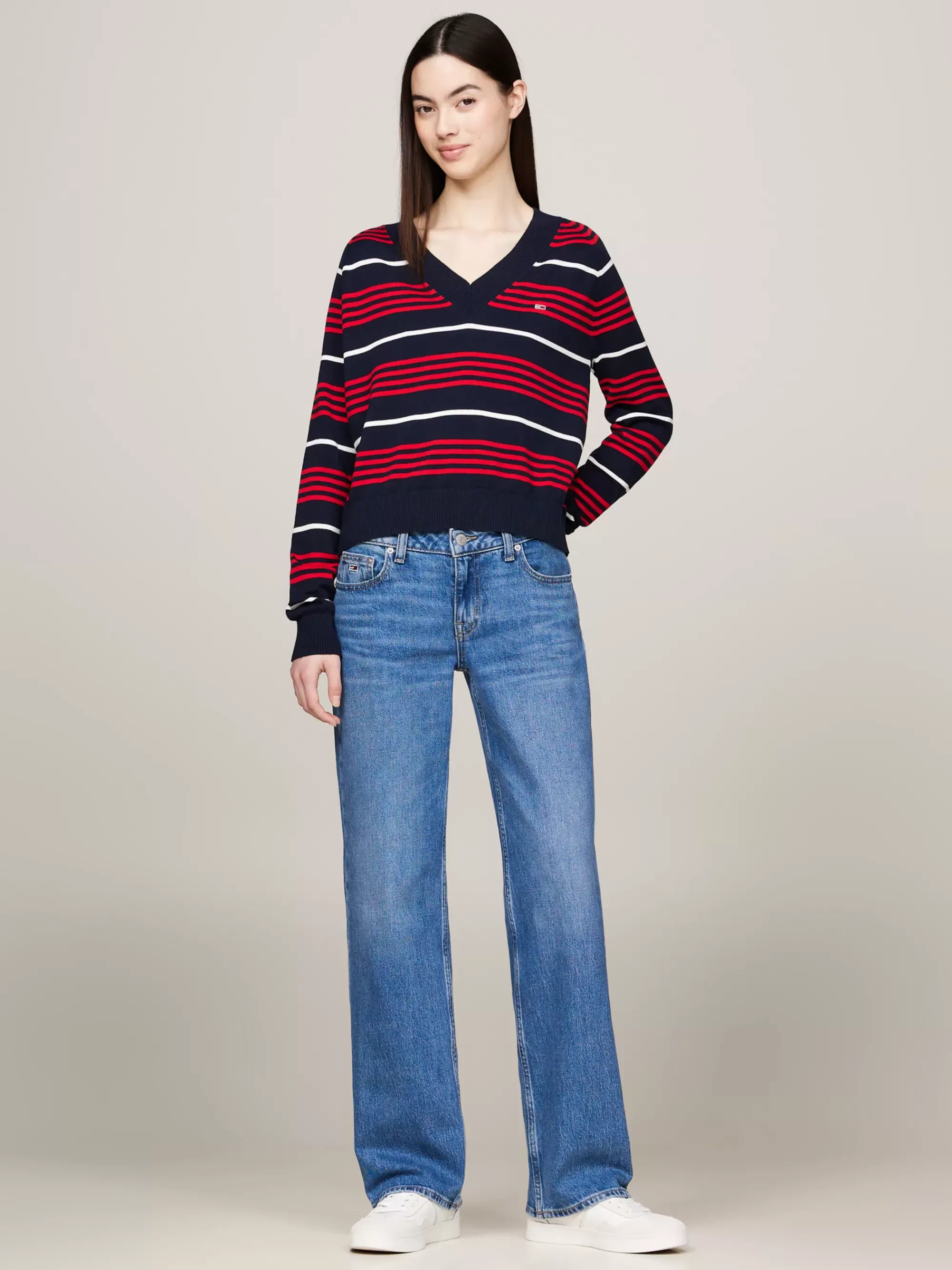 Truien | Truien & Vesten*Tommy Hilfiger Relaxed Fit Trui Met V-hals DARK NIGHT NAVY STRIPE