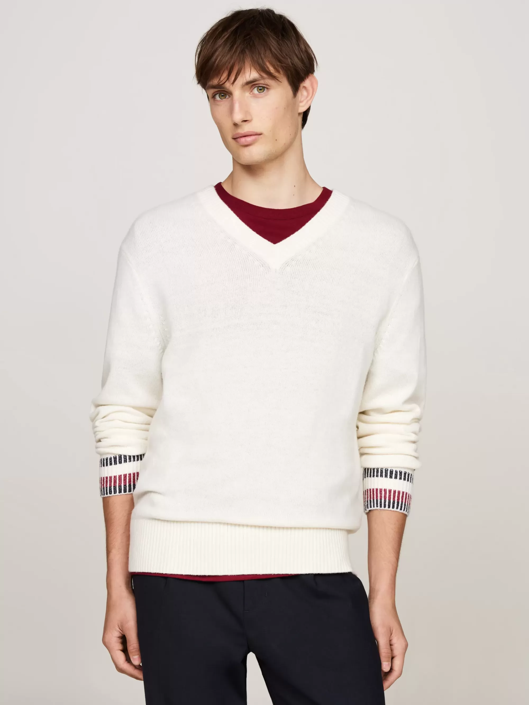Truien | Truien & Vesten*Tommy Hilfiger Relaxed Fit Trui Met V-hals Van Wolmix IVORY