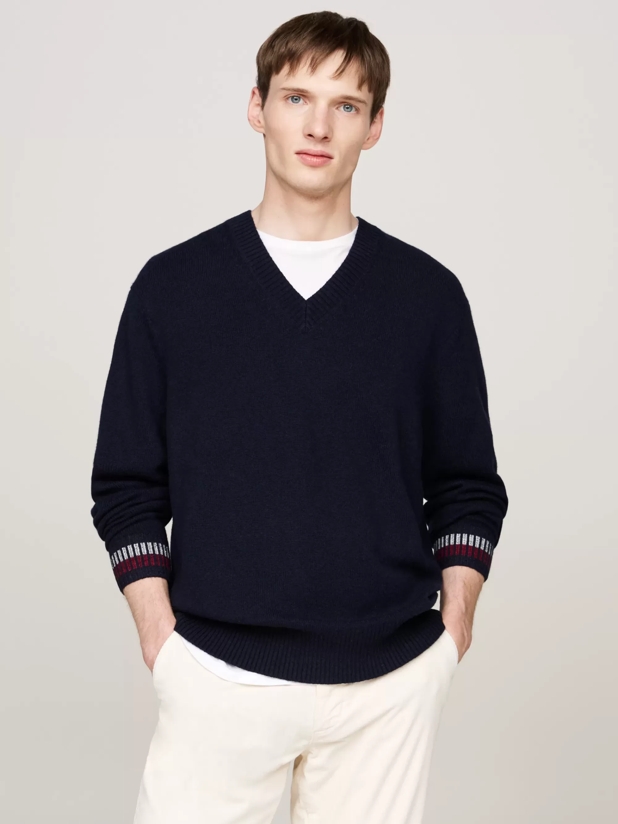 Truien | Truien & Vesten*Tommy Hilfiger Relaxed Fit Trui Met V-hals Van Wolmix DESERT SKY