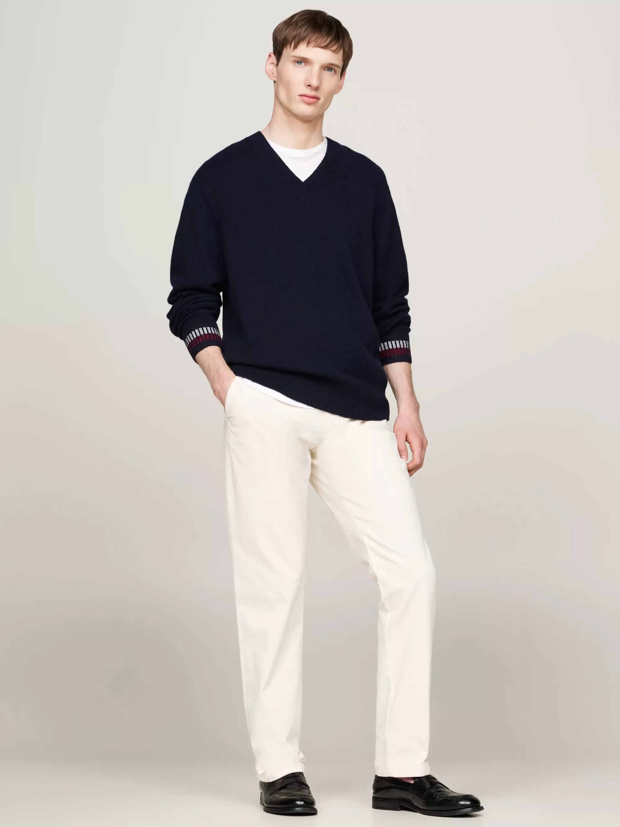 Truien | Truien & Vesten*Tommy Hilfiger Relaxed Fit Trui Met V-hals Van Wolmix DESERT SKY