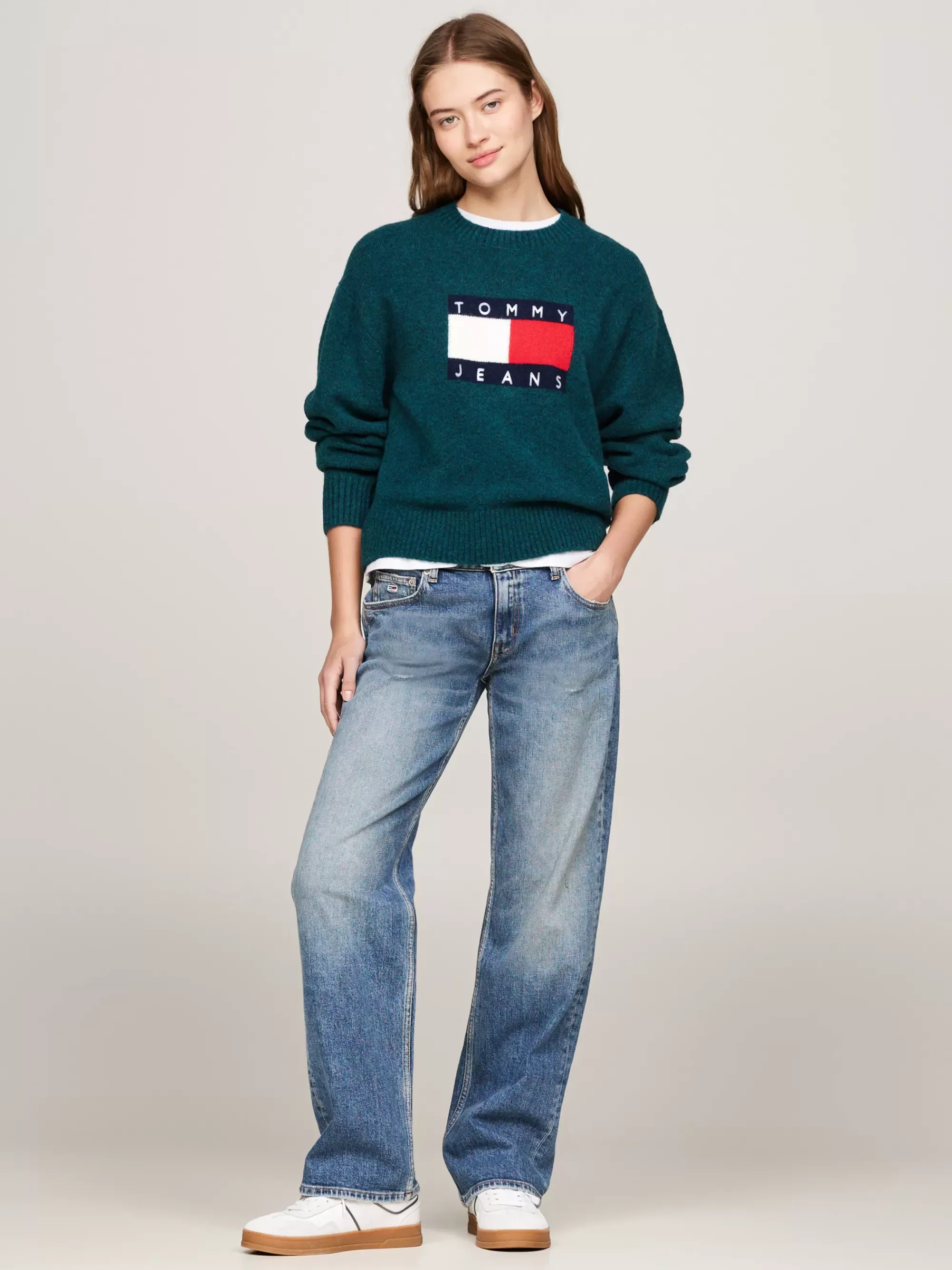 Truien Met Ronde Hals | Truien*Tommy Hilfiger Relaxed Fit Trui Van Gemêleerde Wolmix DEEP SEAWATER MELANGE