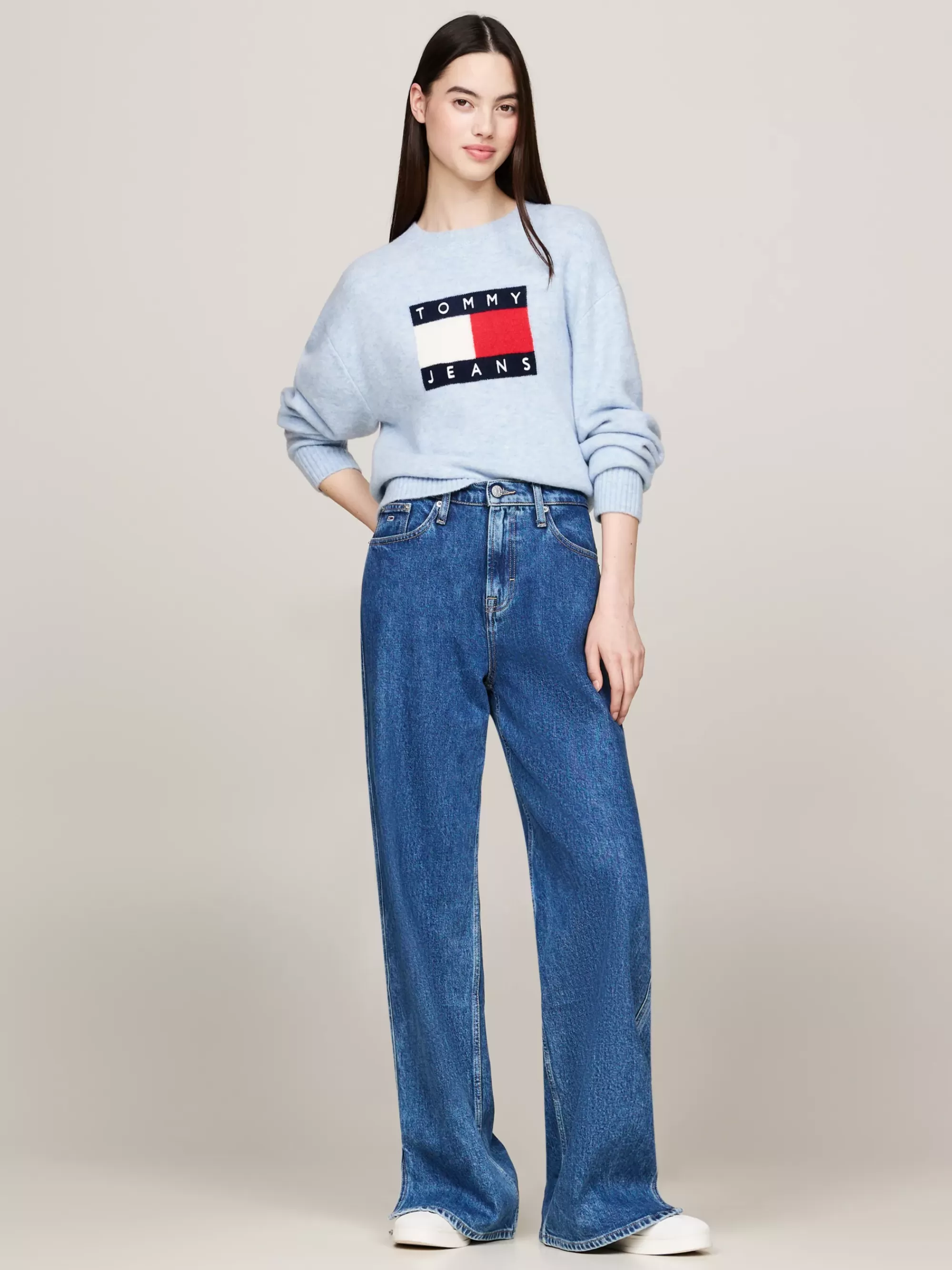 Truien Met Ronde Hals | Truien*Tommy Hilfiger Relaxed Fit Trui Van Gemêleerde Wolmix VESSEL BLUE MELANGE