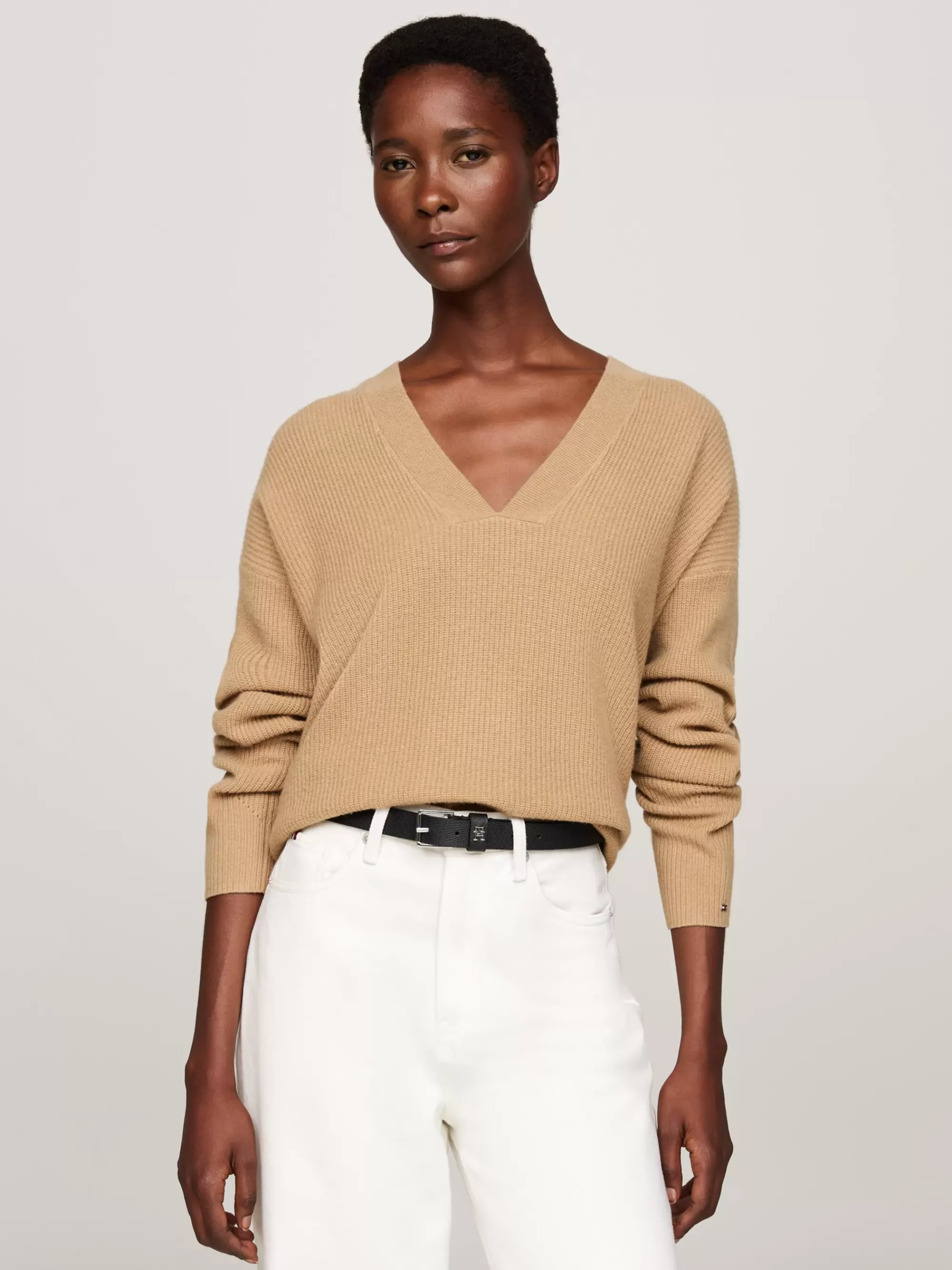 Truien | Truien & Vesten*Tommy Hilfiger Relaxed Fit Trui Van Wol En Kasjmier Met V-hals CLASSIC KHAKI