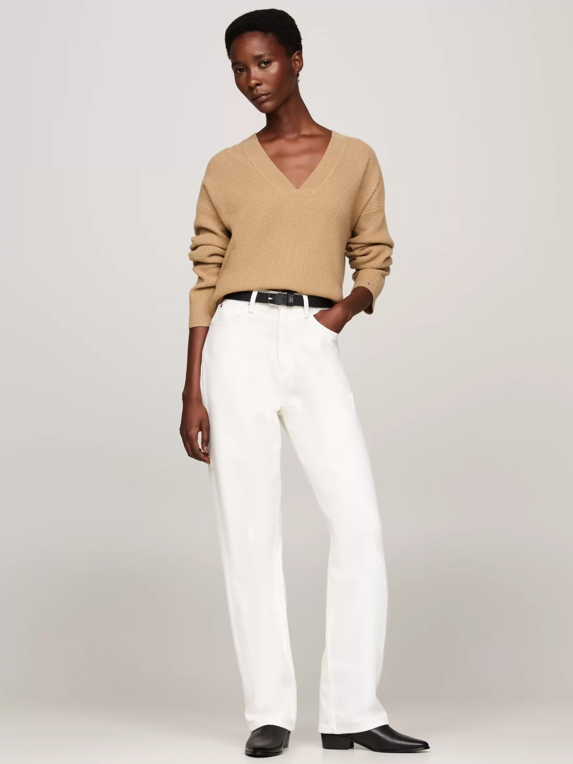 Truien | Truien & Vesten*Tommy Hilfiger Relaxed Fit Trui Van Wol En Kasjmier Met V-hals CLASSIC KHAKI