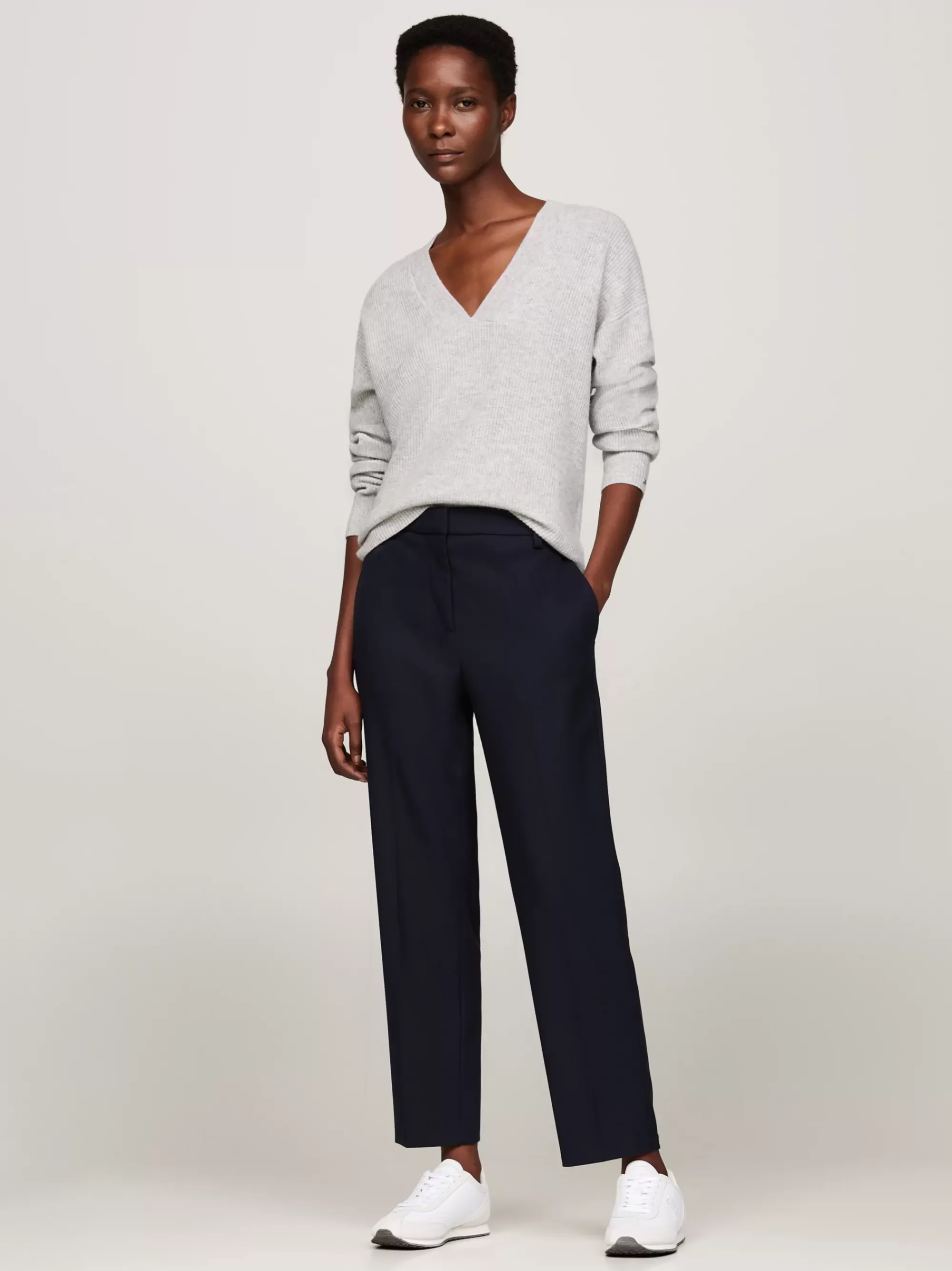 Truien | Truien & Vesten*Tommy Hilfiger Relaxed Fit Trui Van Wol En Kasjmier Met V-hals LIGHT GREY HTR