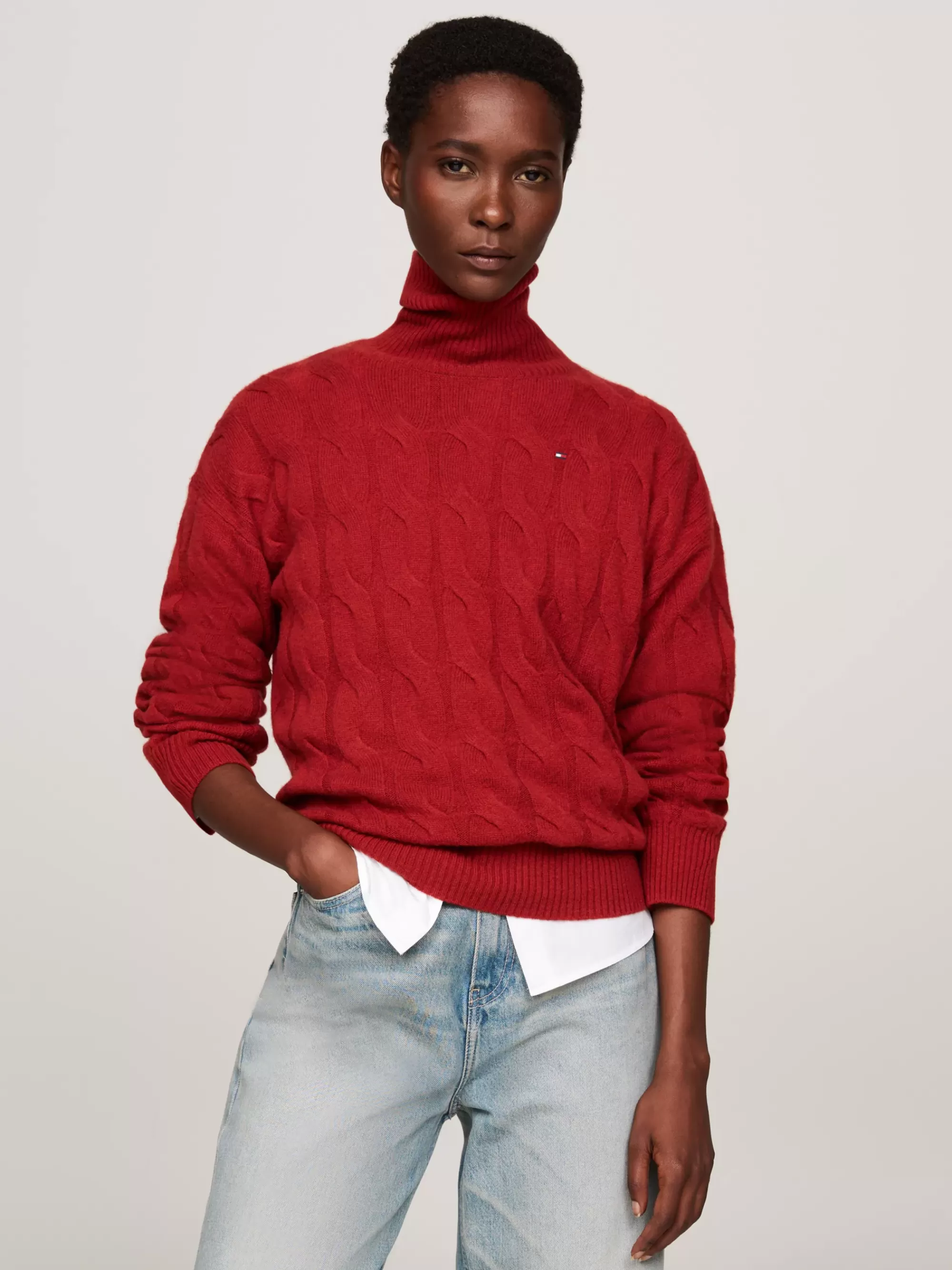 Truien | Truien & Vesten*Tommy Hilfiger Relaxed Fit Trui Van Zuivere Wol Met Col DARK MAGMA