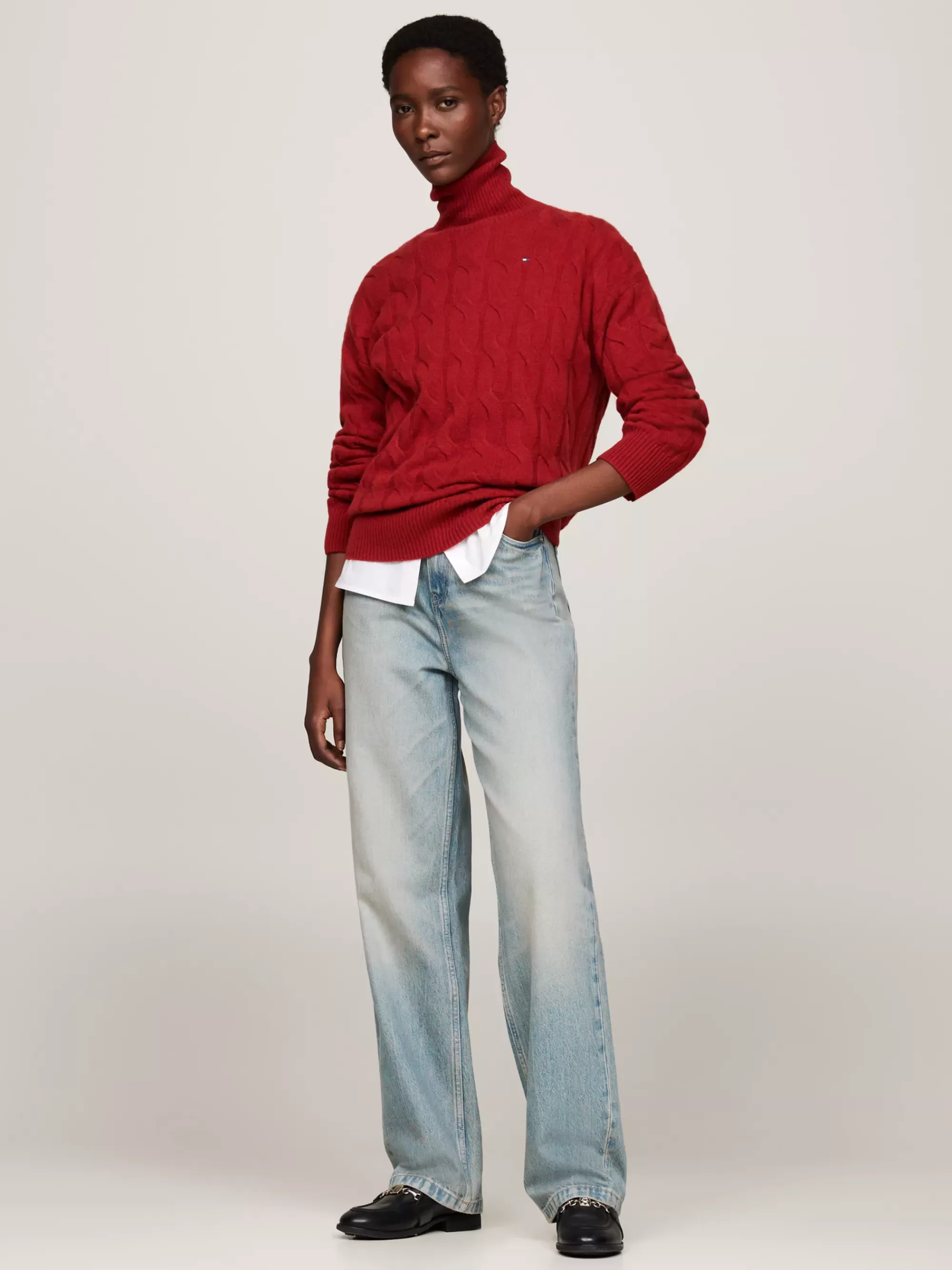 Truien | Truien & Vesten*Tommy Hilfiger Relaxed Fit Trui Van Zuivere Wol Met Col DARK MAGMA